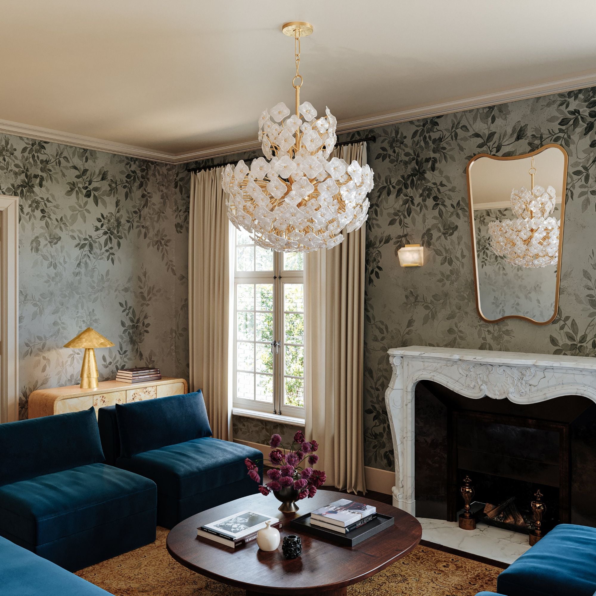Barrytown 39" 13 Light Chandelier, Vintage Gold Leaf Finish