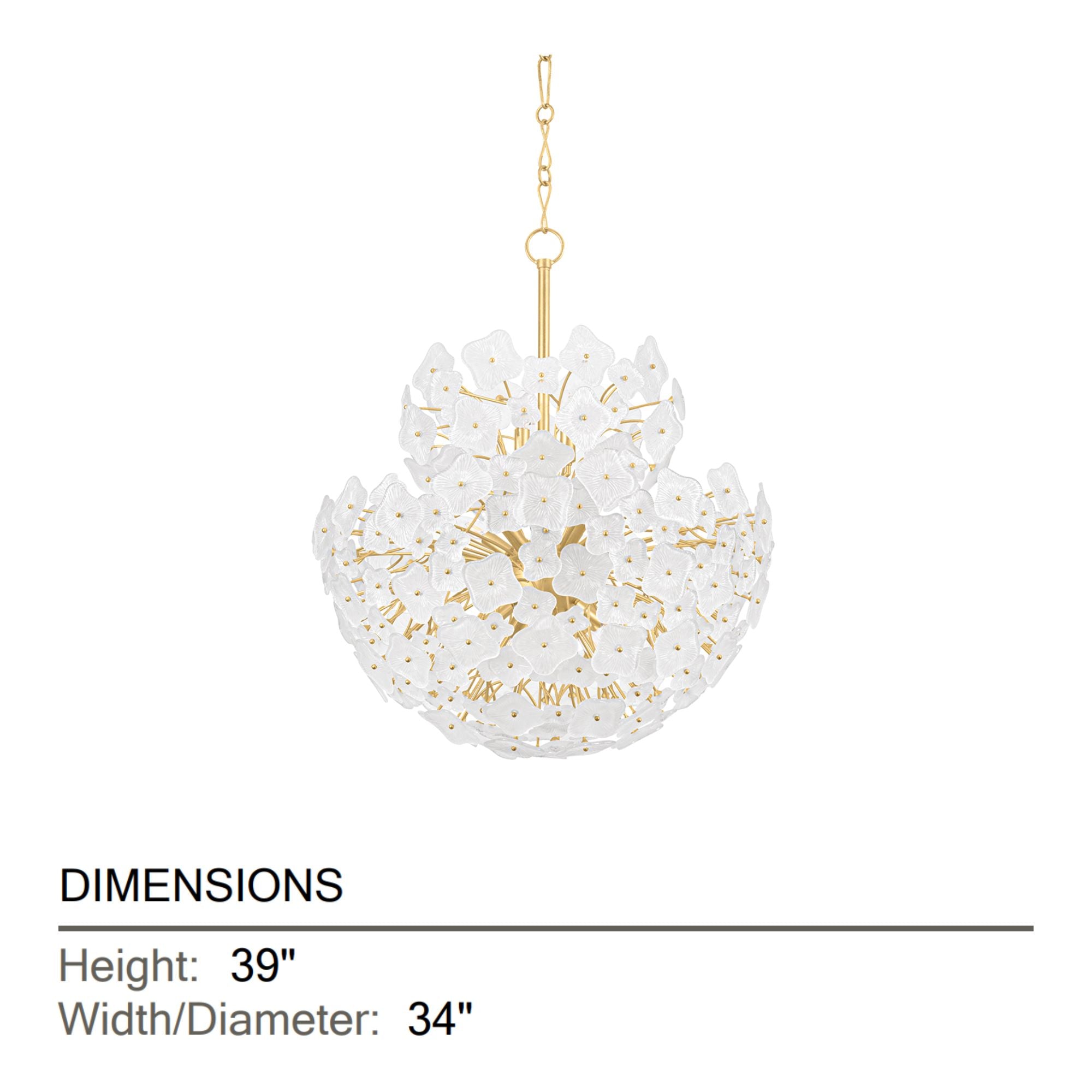 Barrytown 39" 13 Light Chandelier, Vintage Gold Leaf Finish