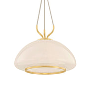 Hudson Valley Baudette 10.5 in. Pendant Light, Aged Brass with Seeded Cloud Glass