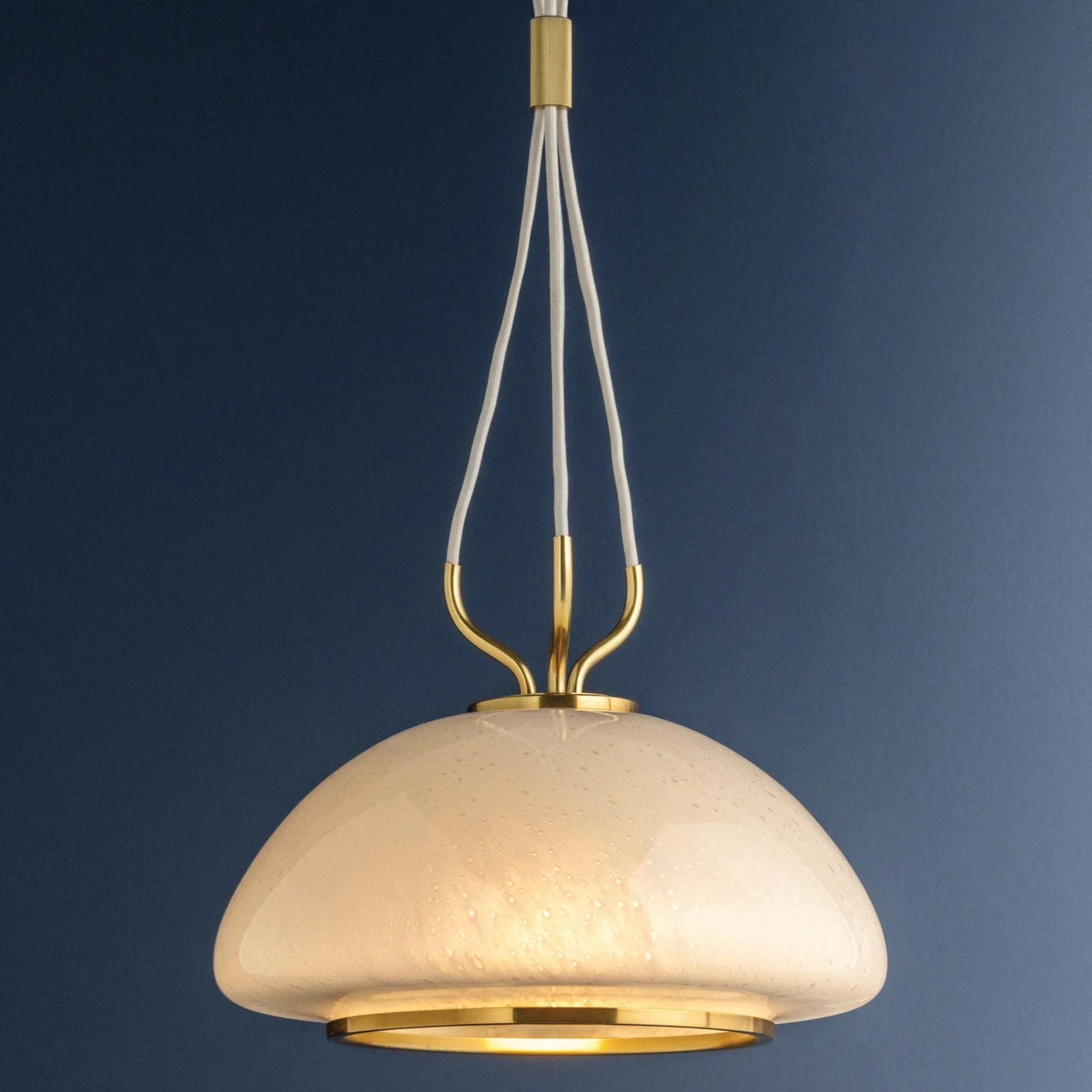 Hudson Valley Baudette Pendant Light, Aged Brass with Seeded Cloud Glass