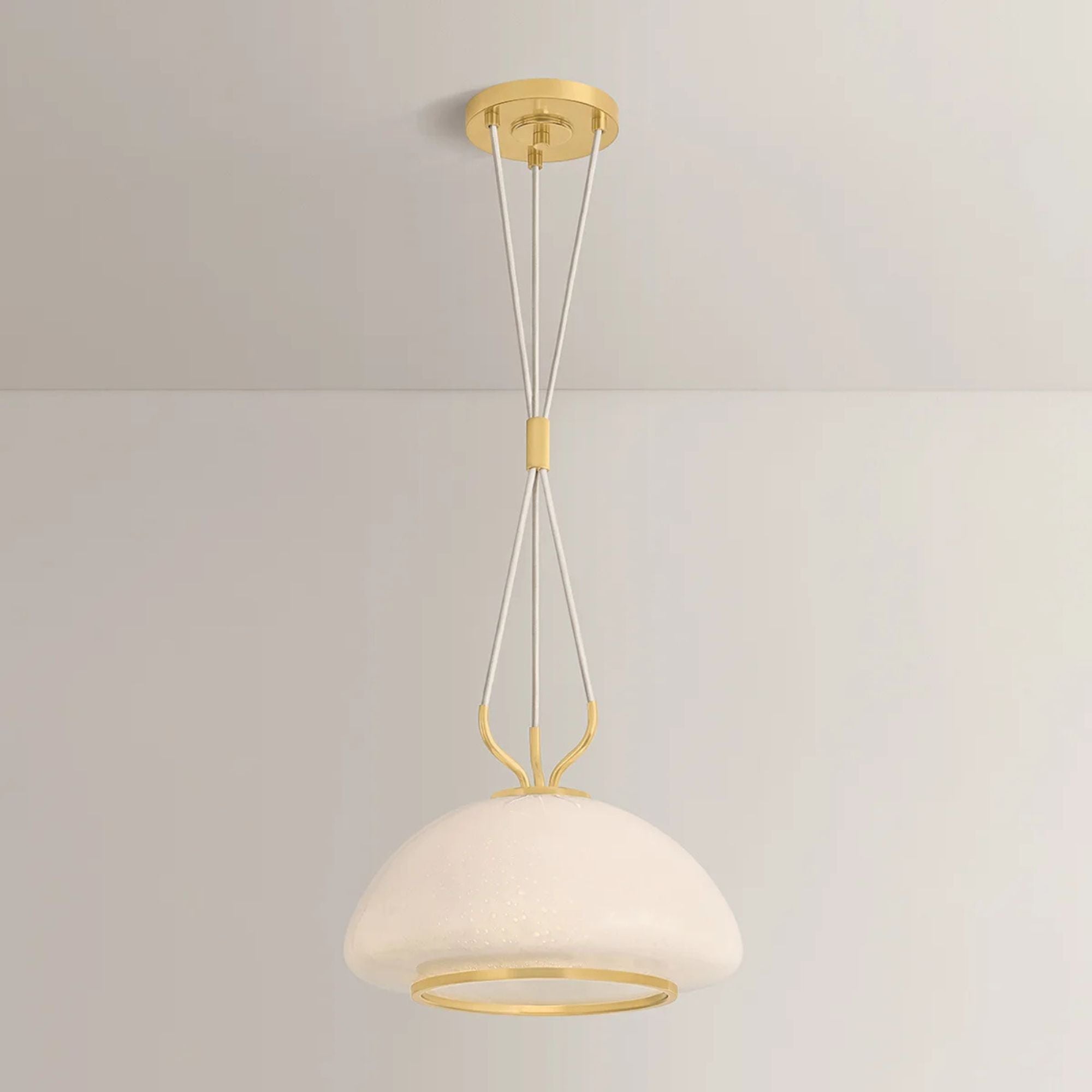 Hudson Valley Baudette 10.5 in. Pendant Light, Aged Brass with Seeded Cloud Glass