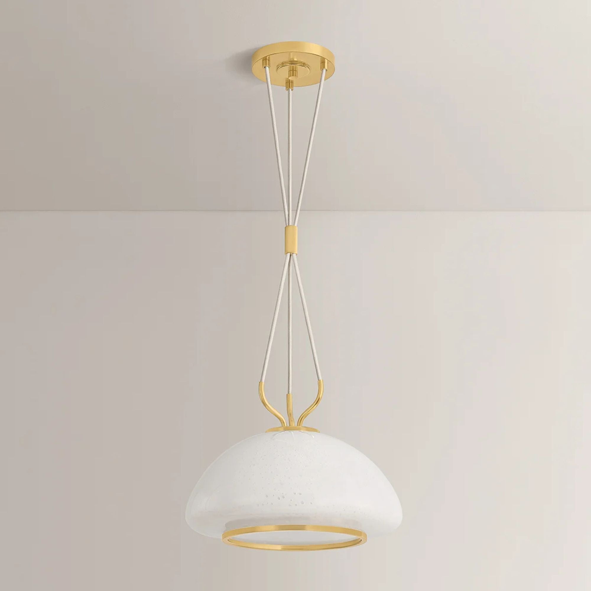 Hudson Valley Baudette Pendant Light, Aged Brass with Seeded Cloud Glass