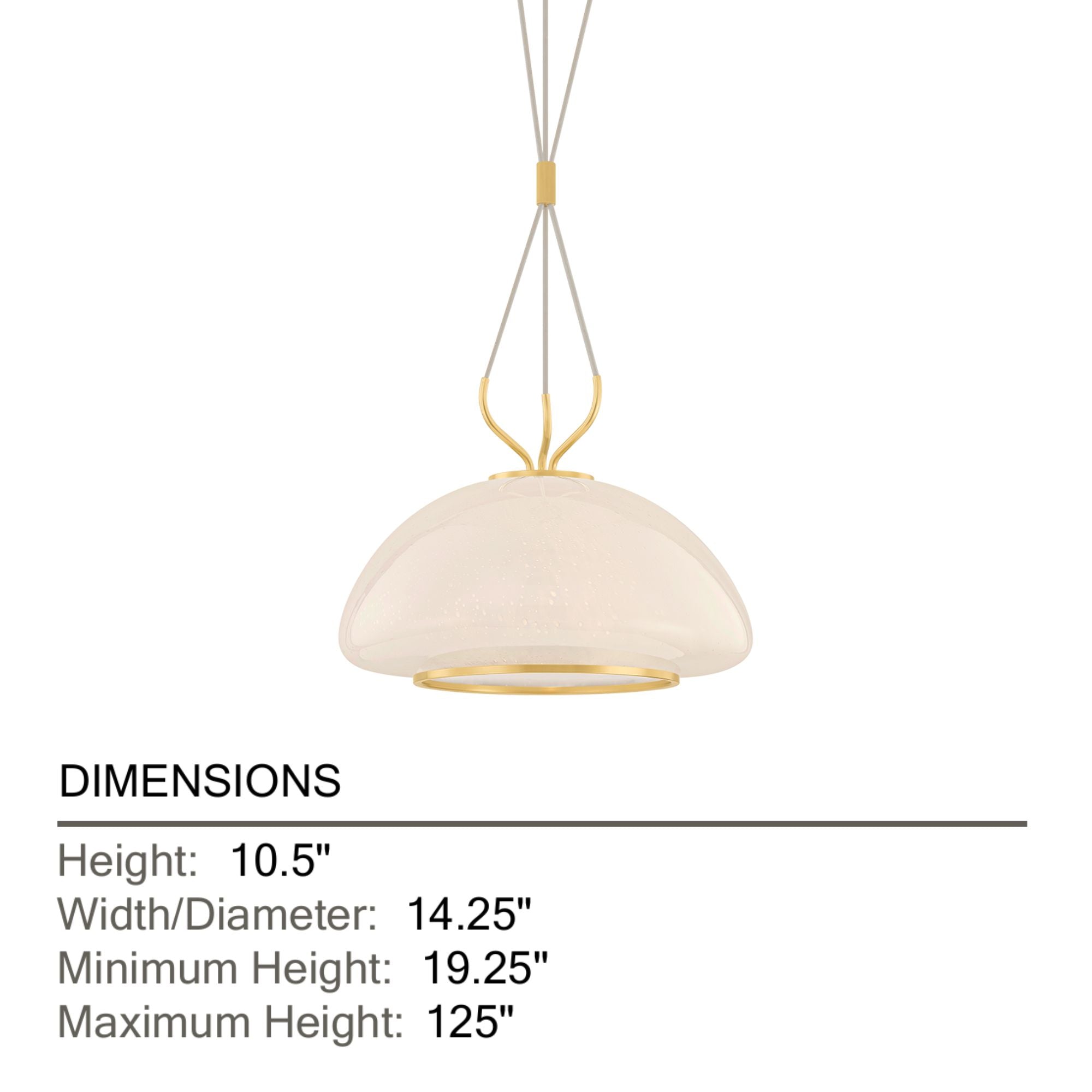 Hudson Valley Baudette 10.5 in. Pendant Light, Aged Brass with Seeded Cloud Glass