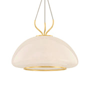 Hudson Valley Baudette Pendant Light, Aged Brass with Seeded Cloud Glass