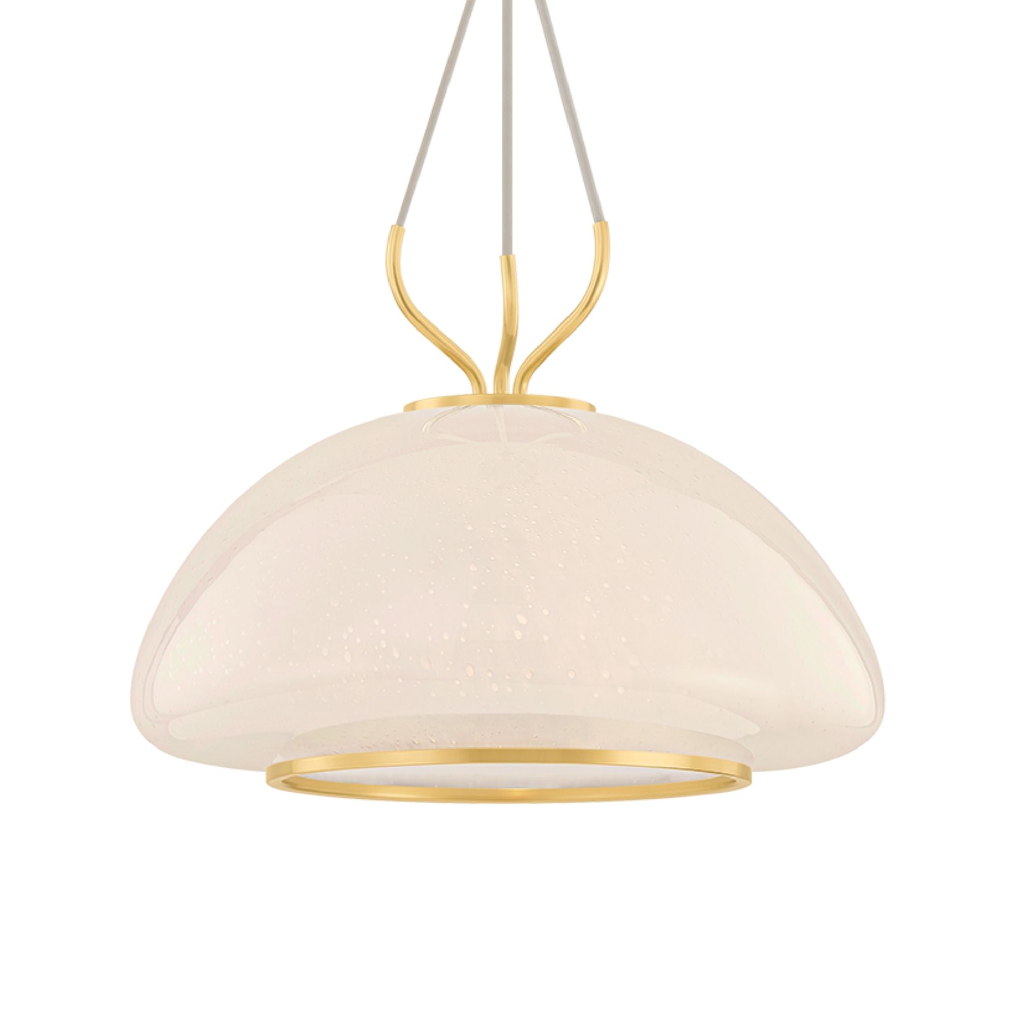 Hudson Valley Baudette 13.5 in. Pendant Light, Aged Brass with Seeded Cloud Glass