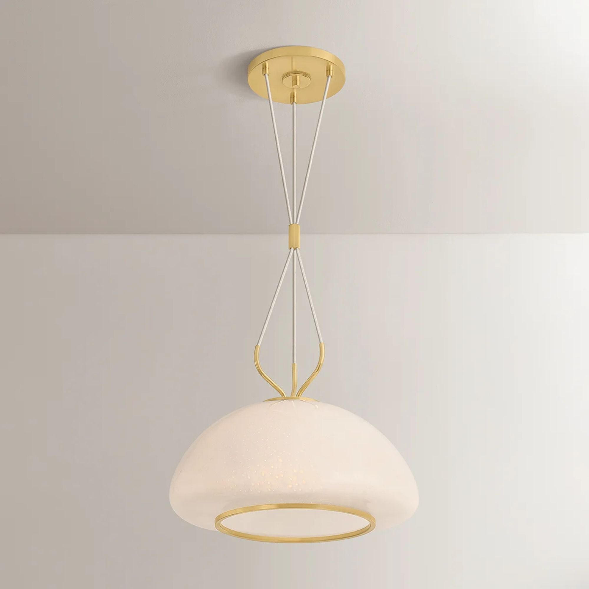 Hudson Valley Baudette 13.5 in. Pendant Light, Aged Brass with Seeded Cloud Glass
