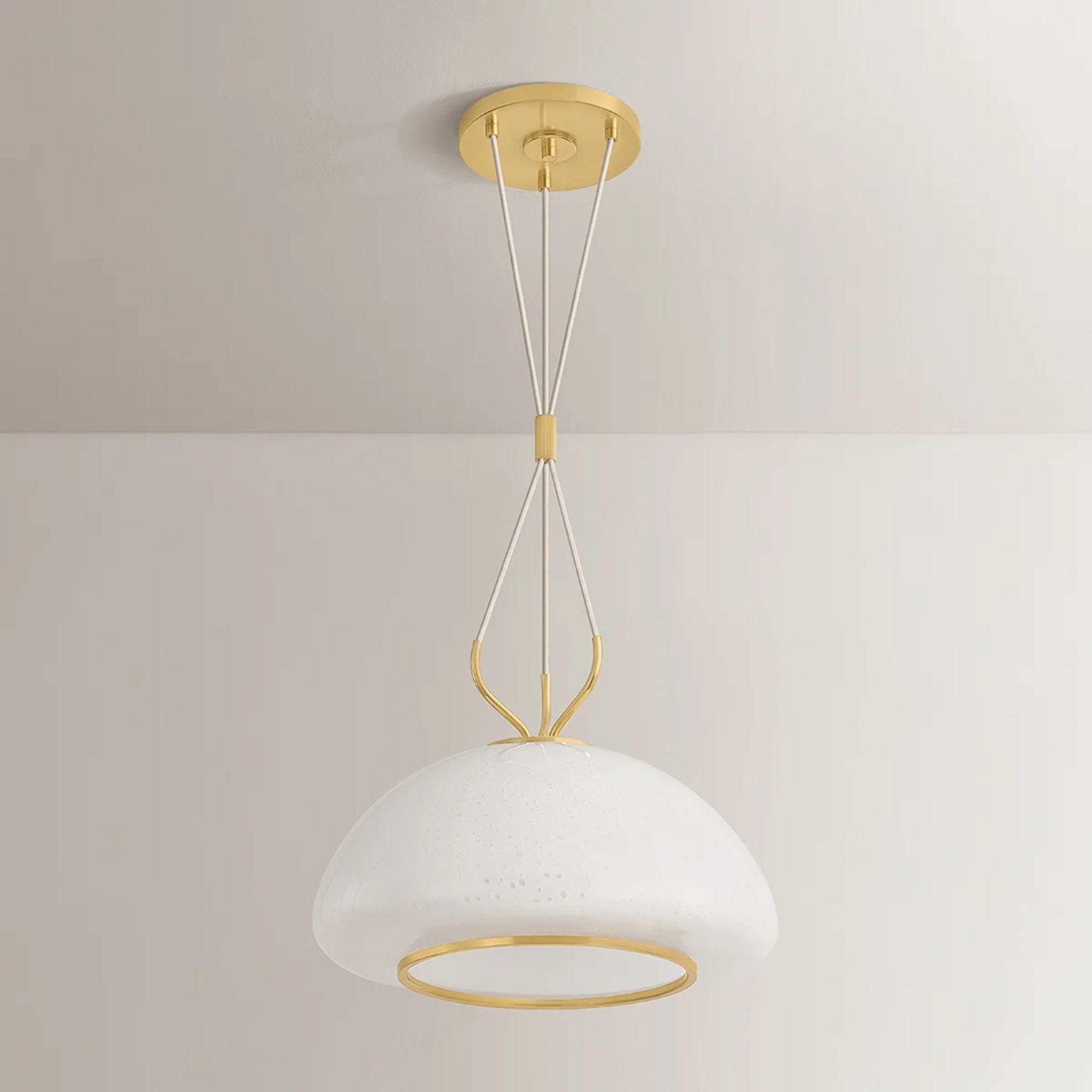 Hudson Valley Baudette 13.5 in. Pendant Light, Aged Brass with Seeded Cloud Glass