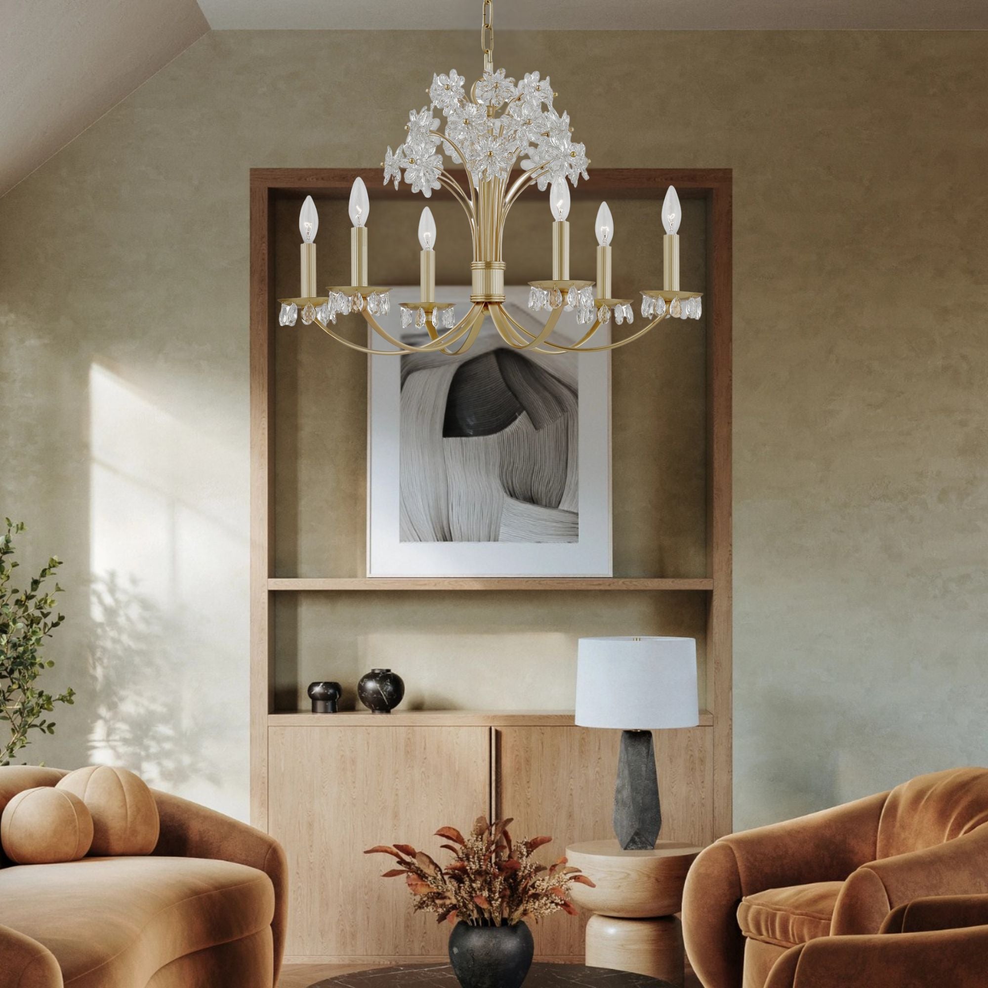 Beaumont 26" 6-Light Chandelier, Aged Brass Finish