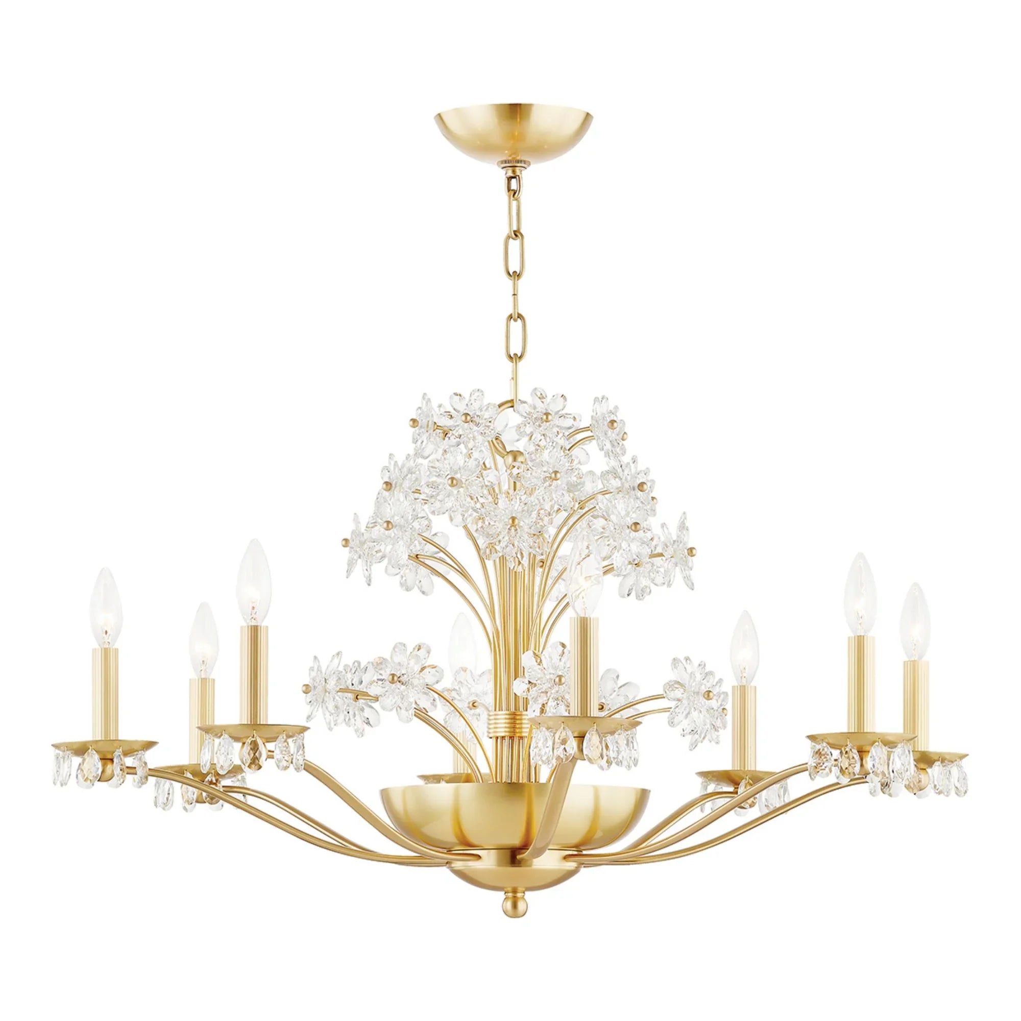 Hudson Valley Lighting - Beaumont 34" 10-Light Chandelier, Aged Brass Finish | Bees Lighting