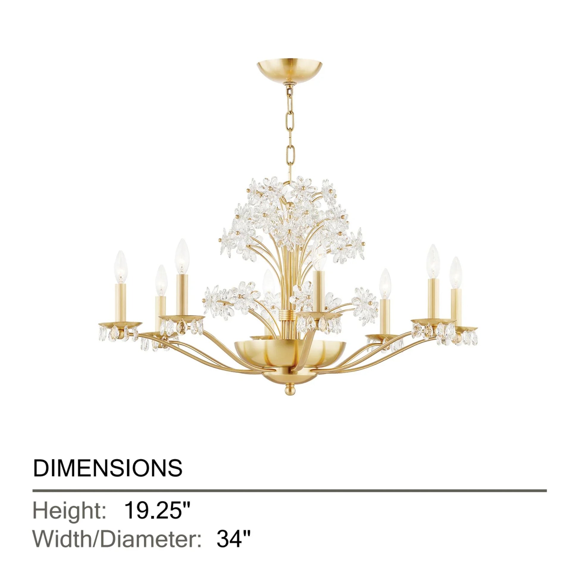 Hudson Valley Lighting - Beaumont 34" 10-Light Chandelier, Aged Brass Finish | Bees Lighting