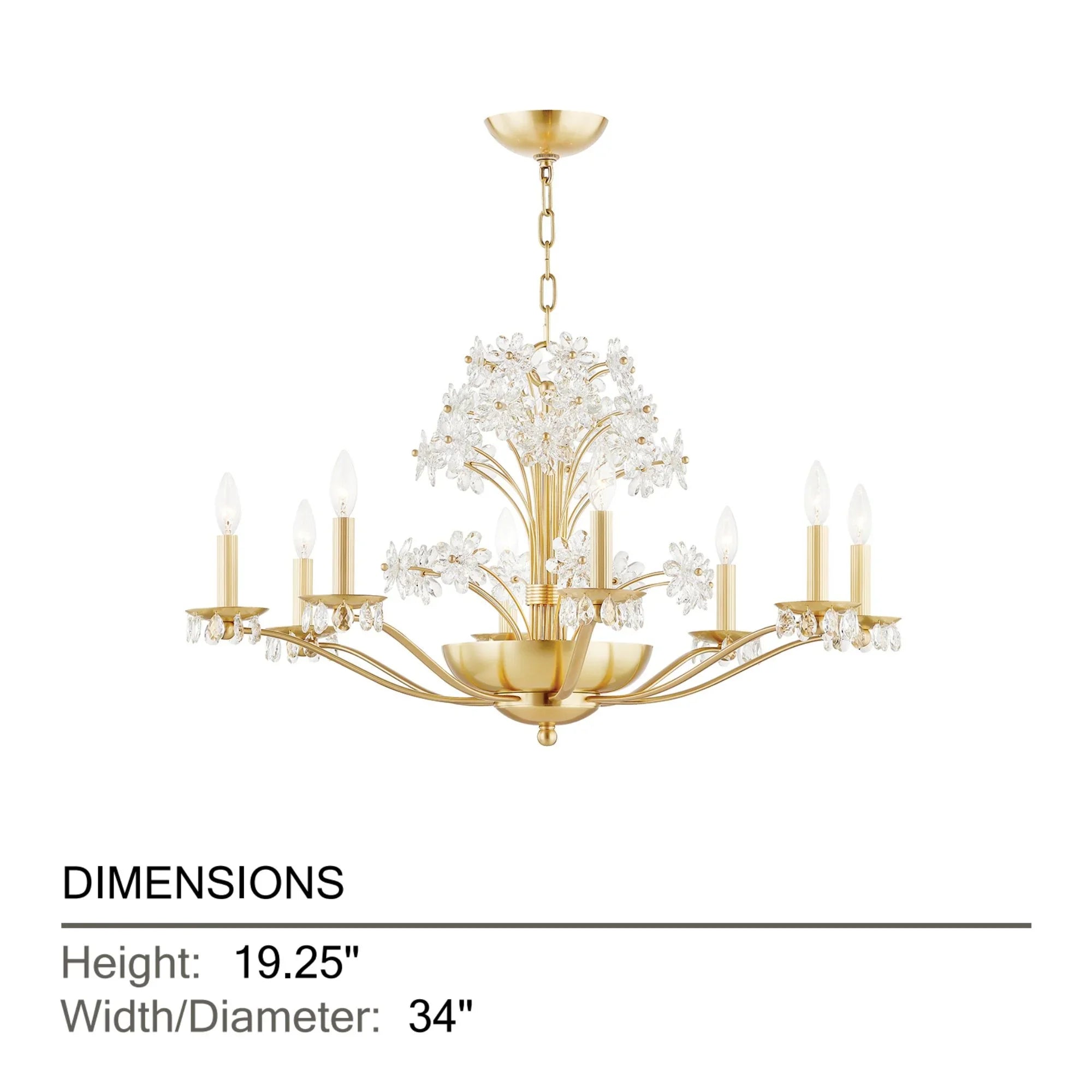 Hudson Valley Lighting - Beaumont 34" 10-Light Chandelier, Aged Brass Finish | Bees Lighting