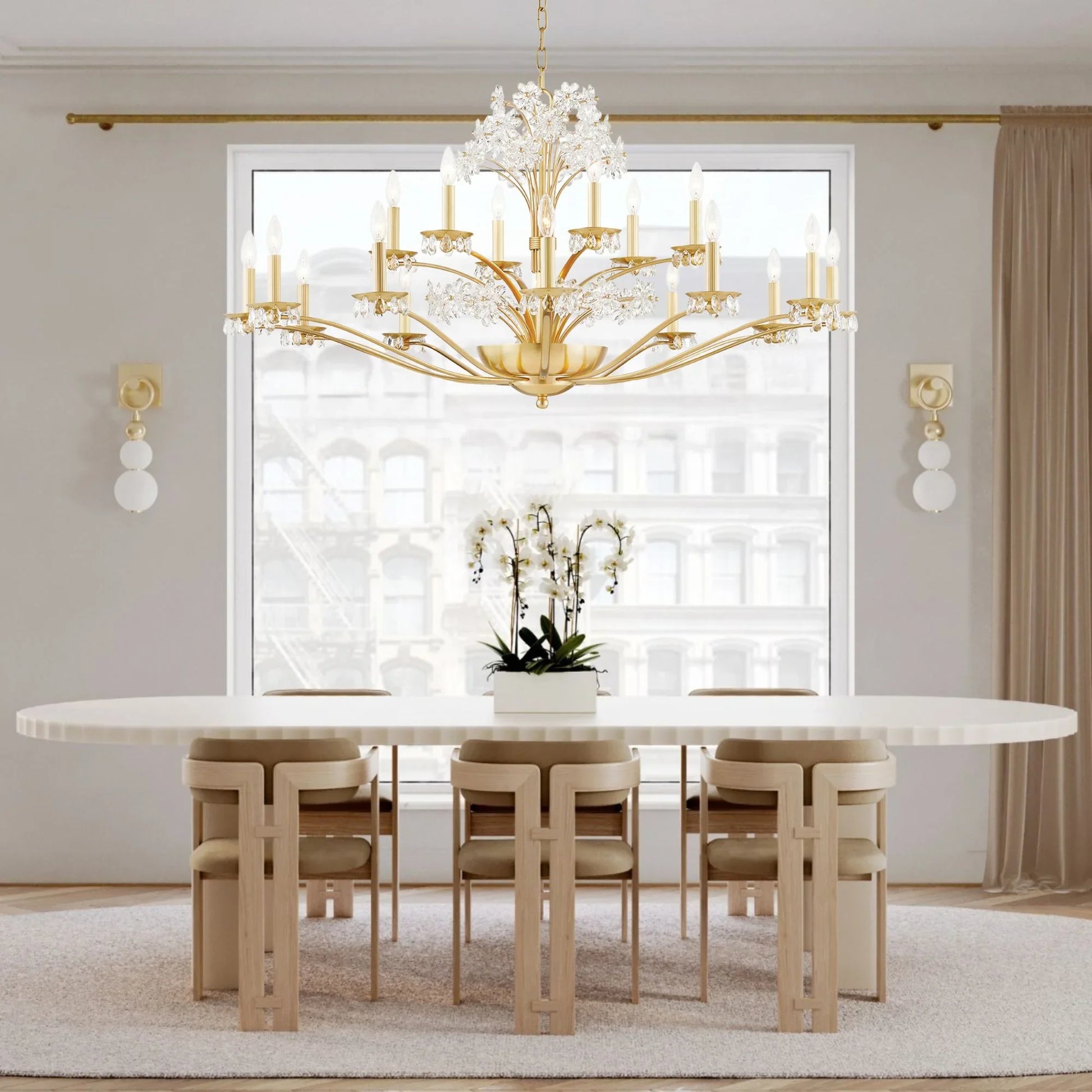 Hudson Valley Lighting - Beaumont 48" 20-Light Chandelier, Aged Brass Finish | Bees Lighting