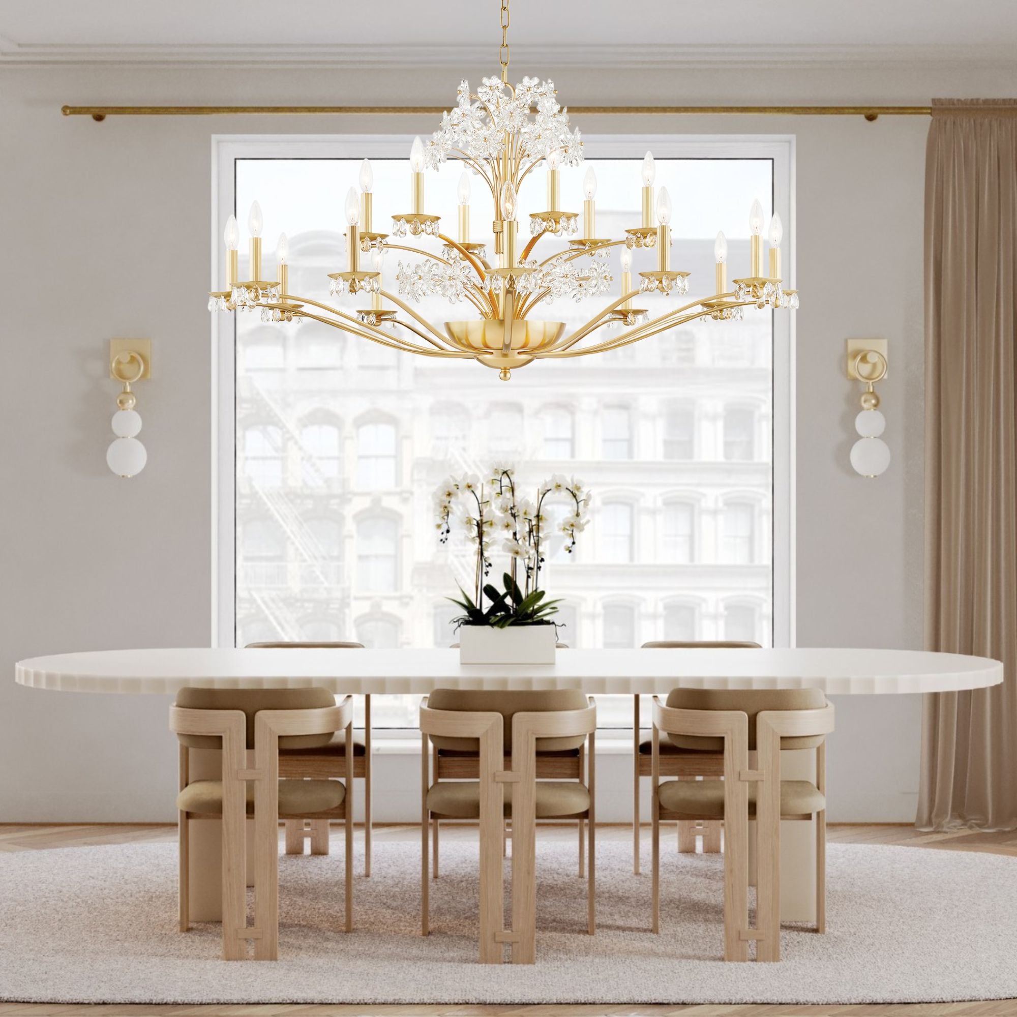 Beaumont 48" 20-Light Chandelier, Aged Brass Finish