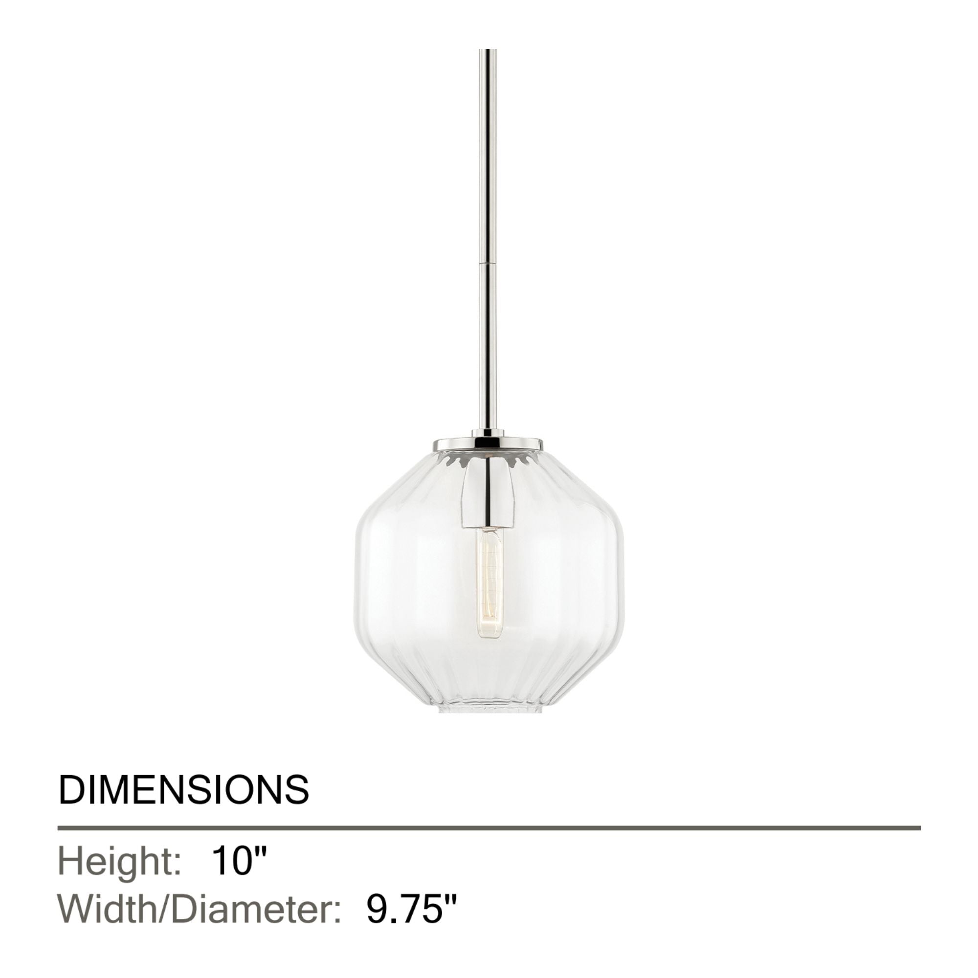 Bennett 10" Pendant, Polished Nickel Finish