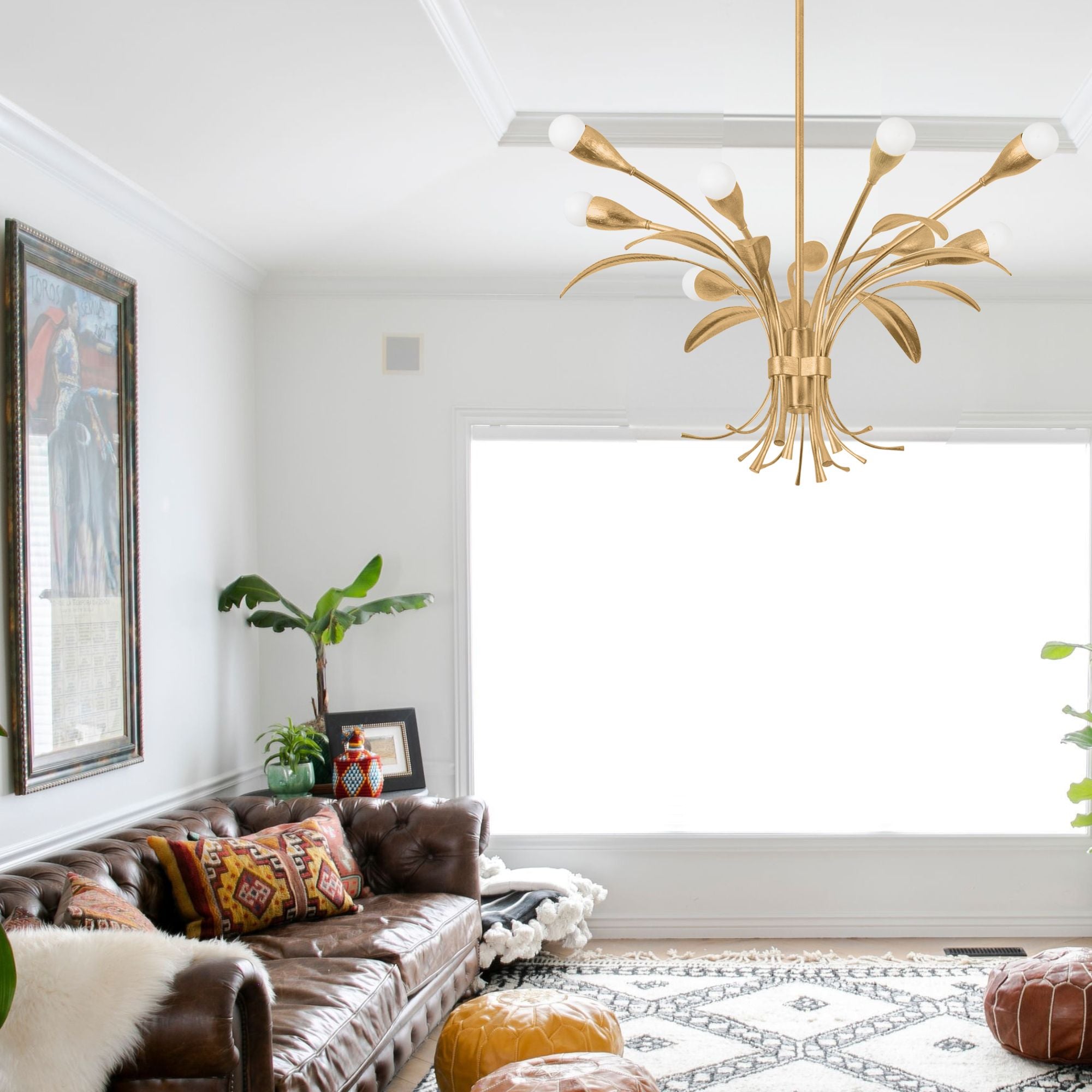 Bilston 28" 9-Light Chandelier, Vintage Gold Leaf Finish