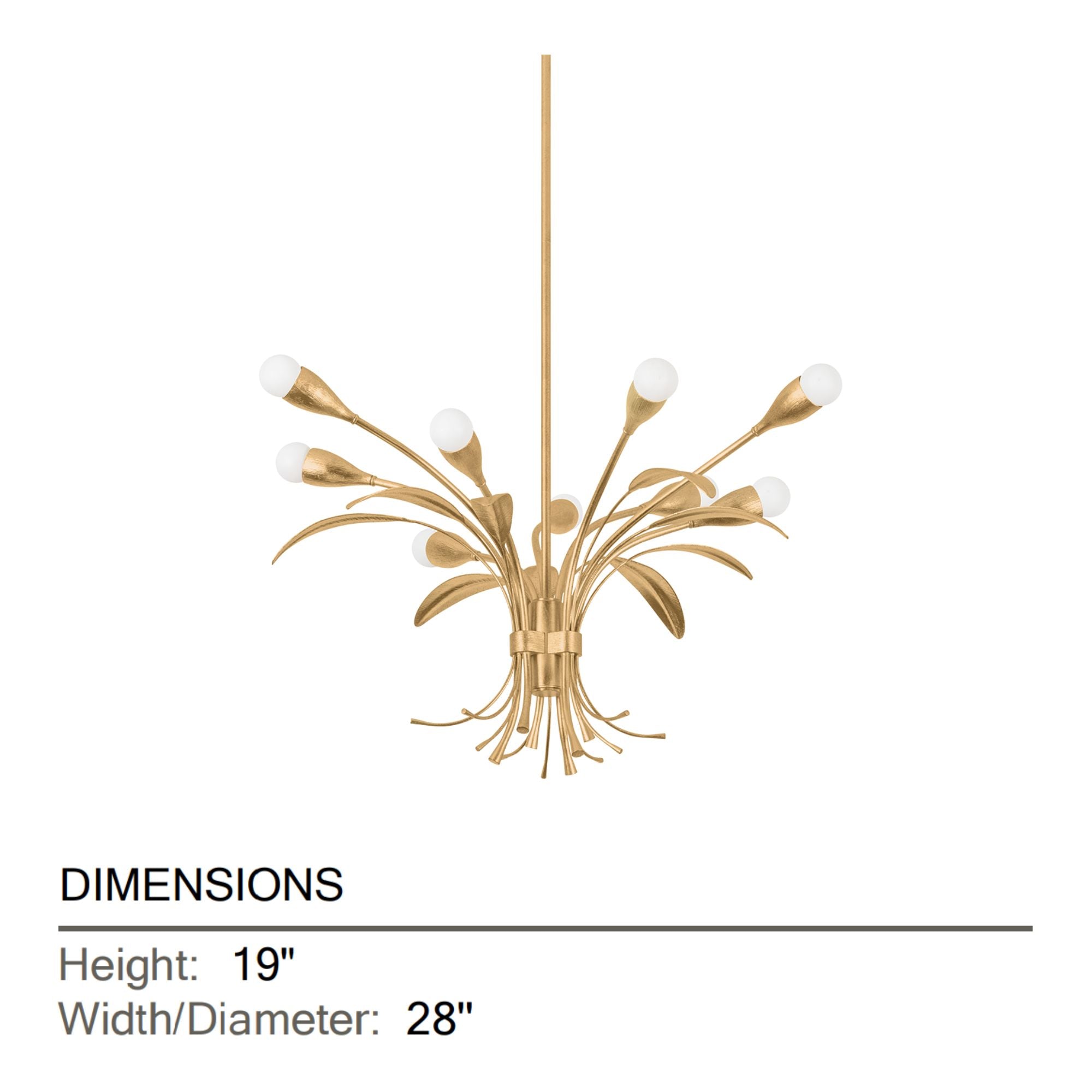 Bilston 28" 9-Light Chandelier, Vintage Gold Leaf Finish