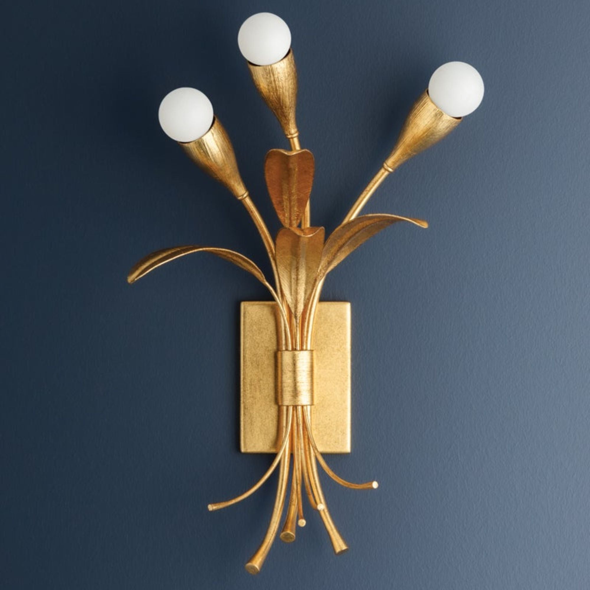 Bilston 22" 3-Light Wall Sconce, Vintage Gold Leaf Finish