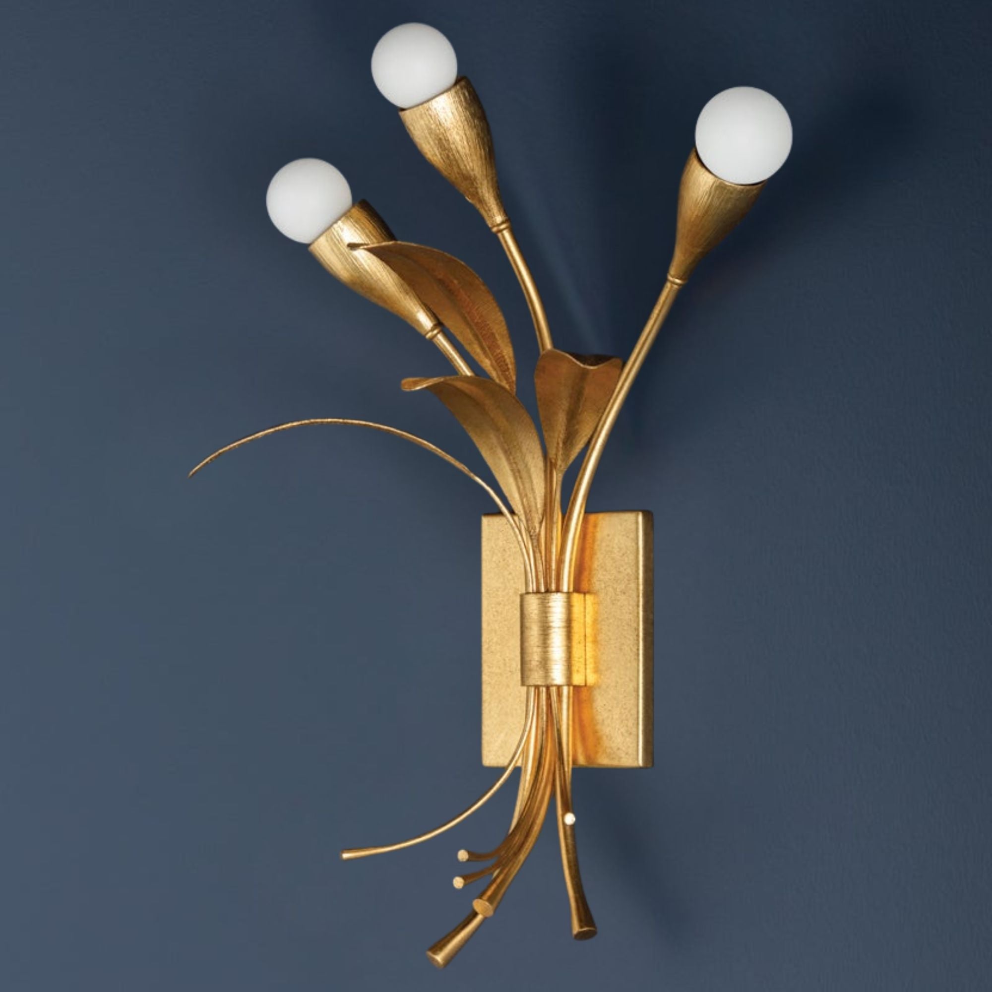 Bilston 22" 3-Light Wall Sconce, Vintage Gold Leaf Finish