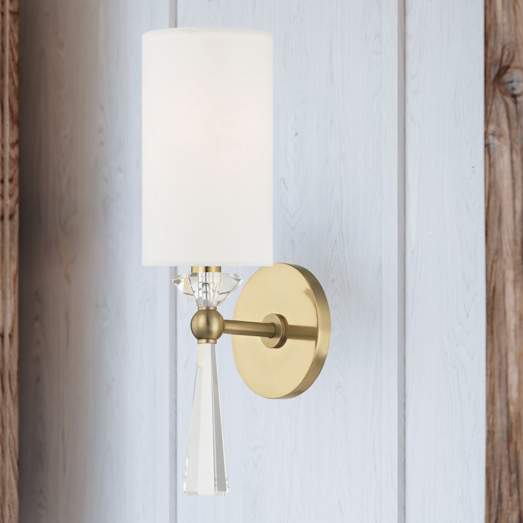 Birch 15" Wall Sconce, Aged Brass Finish