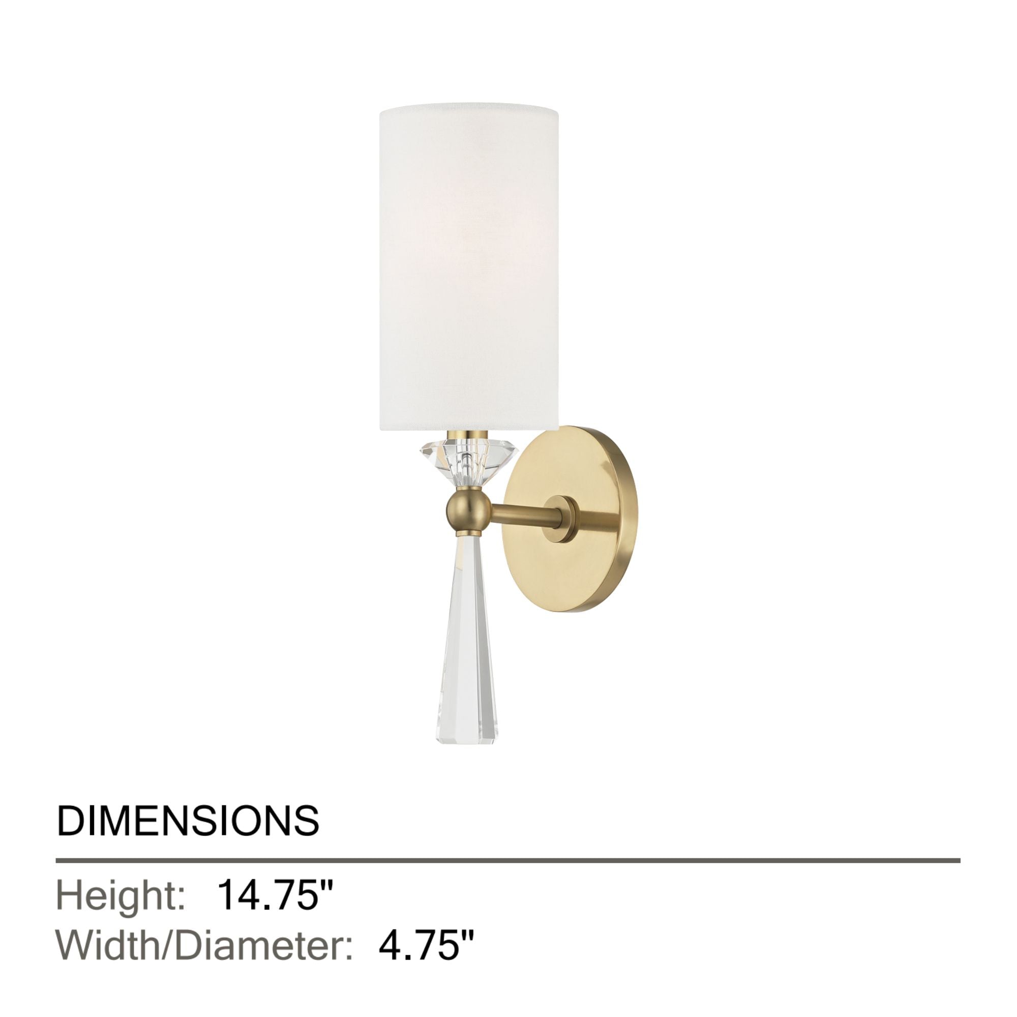 Birch 15" Wall Sconce, Aged Brass Finish