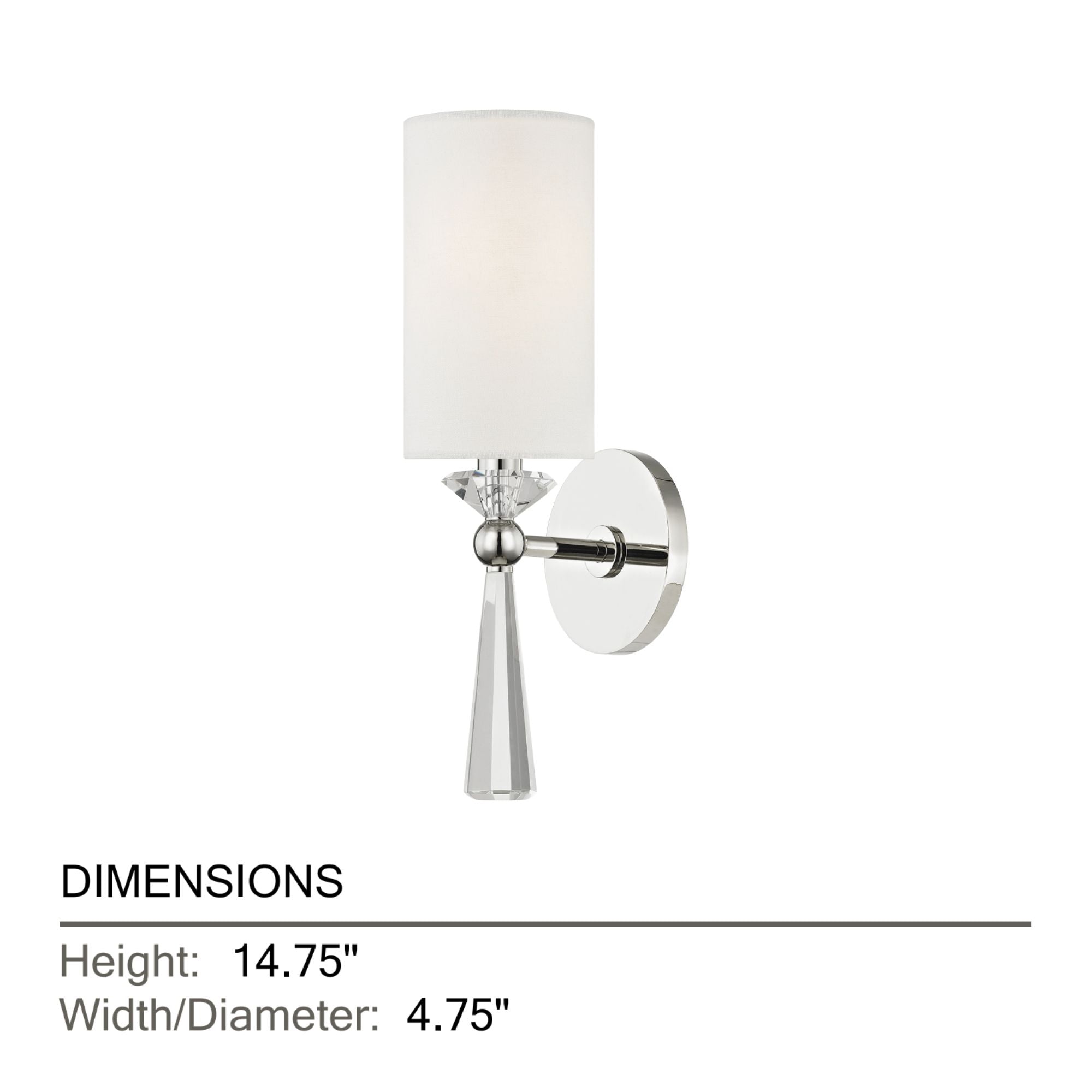 Birch 15" Wall Sconce, Polished Nickel Finish