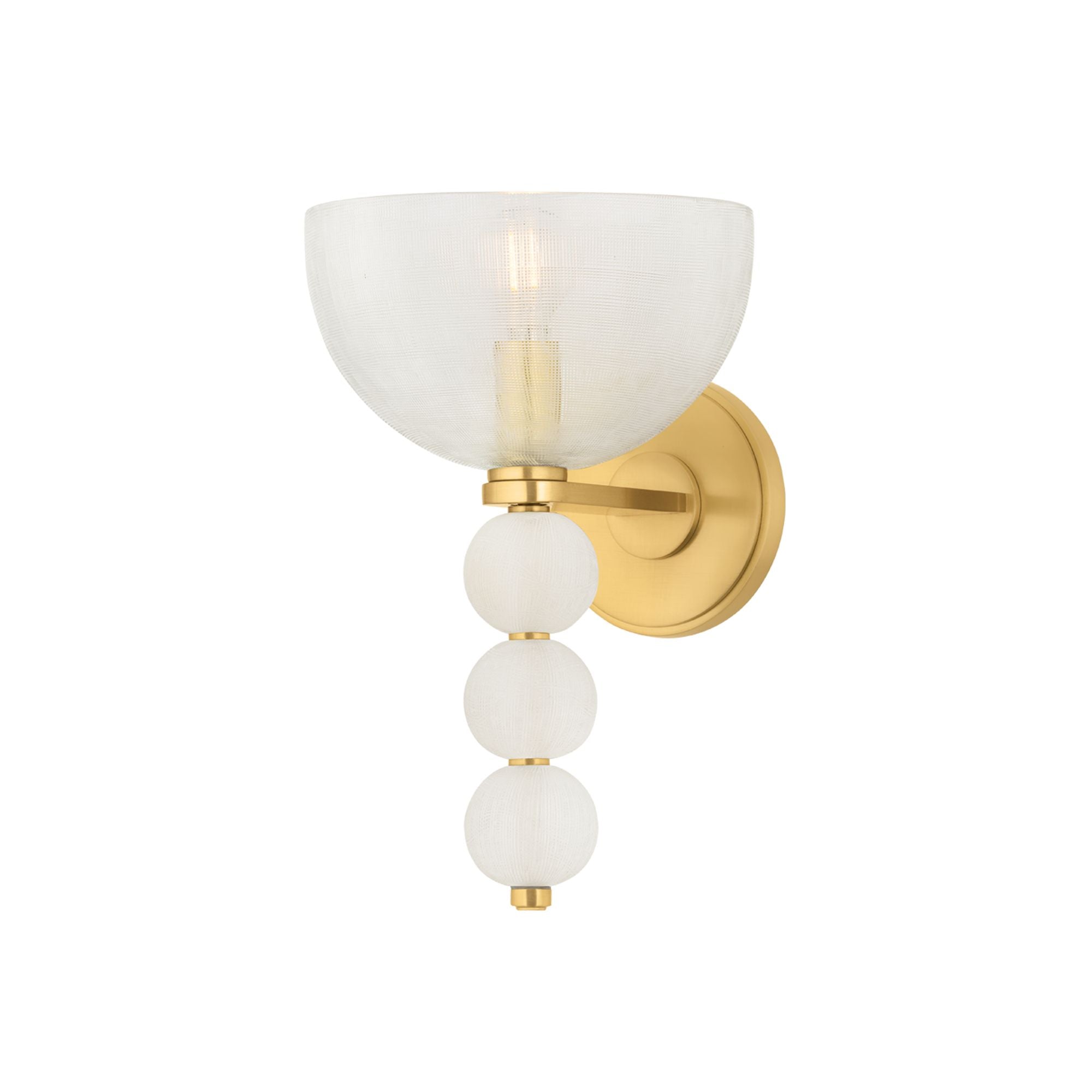 Hudson Valley Bloomvale 12.25 in. Wall Sconce, Aged Brass with Clear Cut Glass Dome Shade