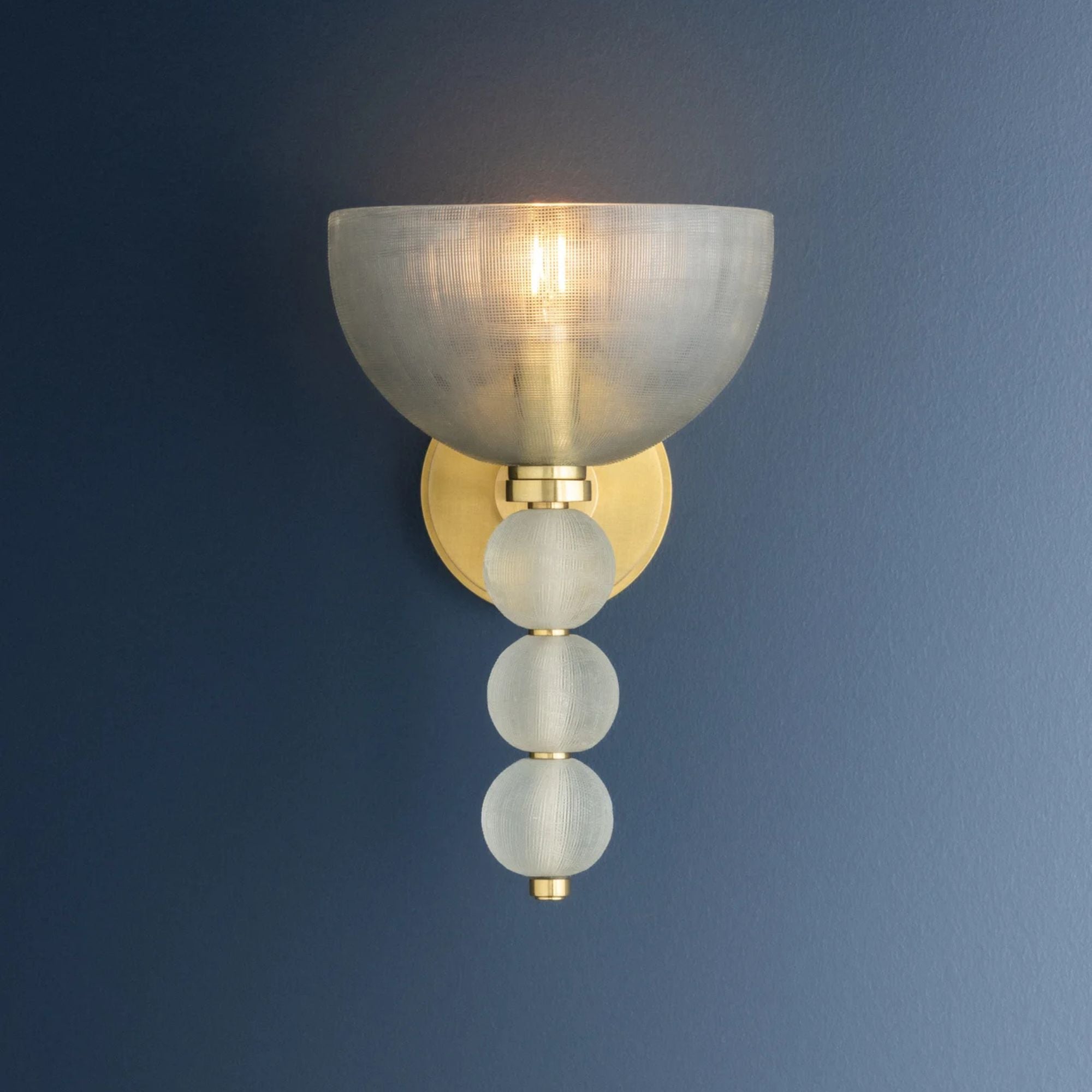 Hudson Valley Bloomvale 12.25 in. Wall Sconce, Aged Brass with Clear Cut Glass Dome Shade