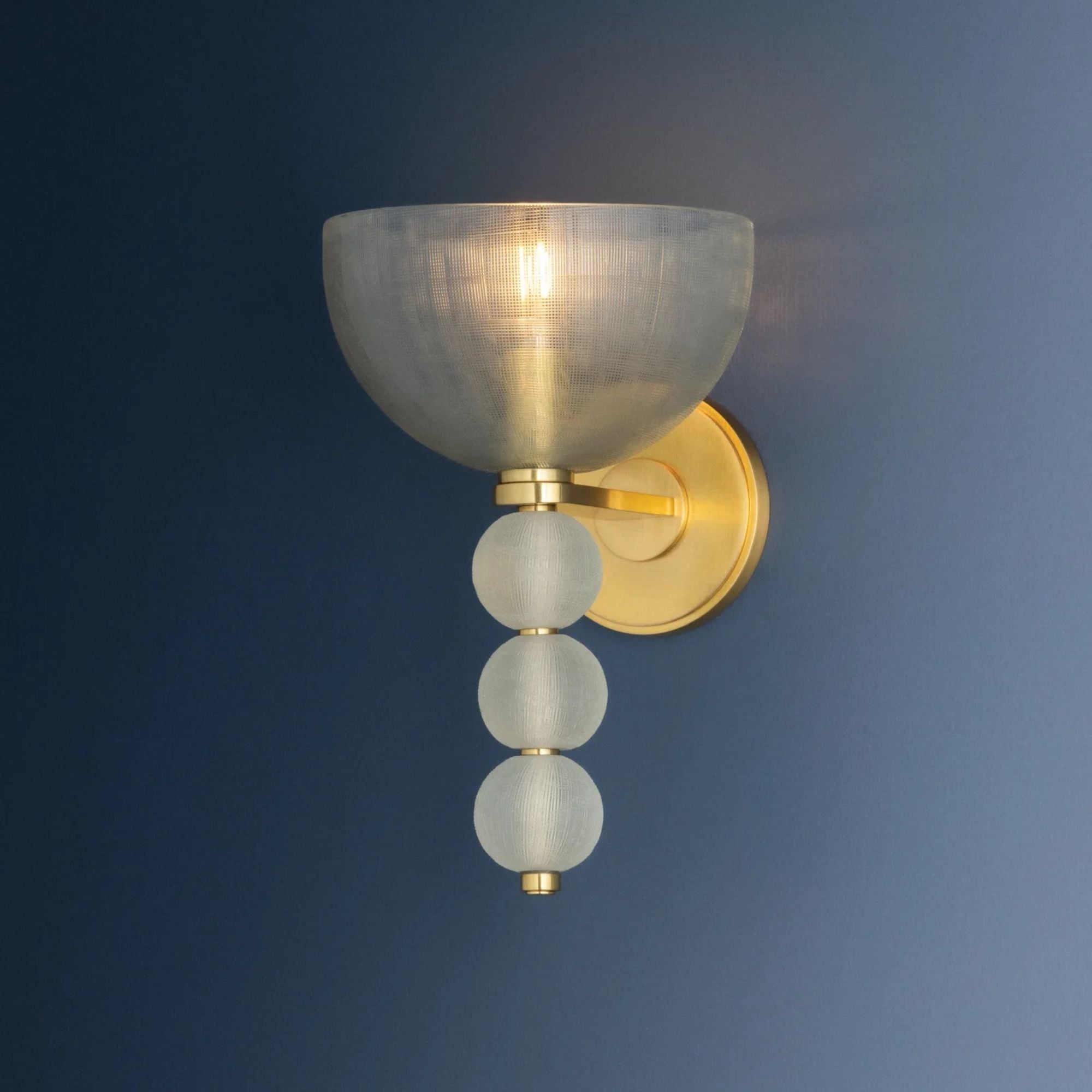 Hudson Valley Bloomvale 12.25 in. Wall Sconce, Aged Brass with Clear Cut Glass Dome Shade
