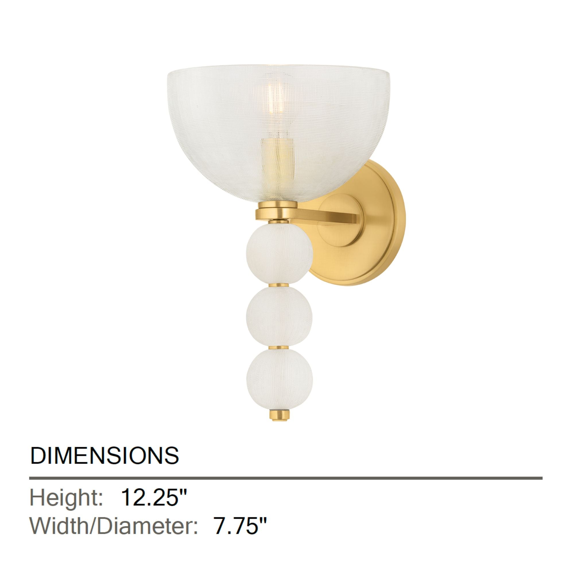 Hudson Valley Bloomvale 12.25 in. Wall Sconce, Aged Brass with Clear Cut Glass Dome Shade