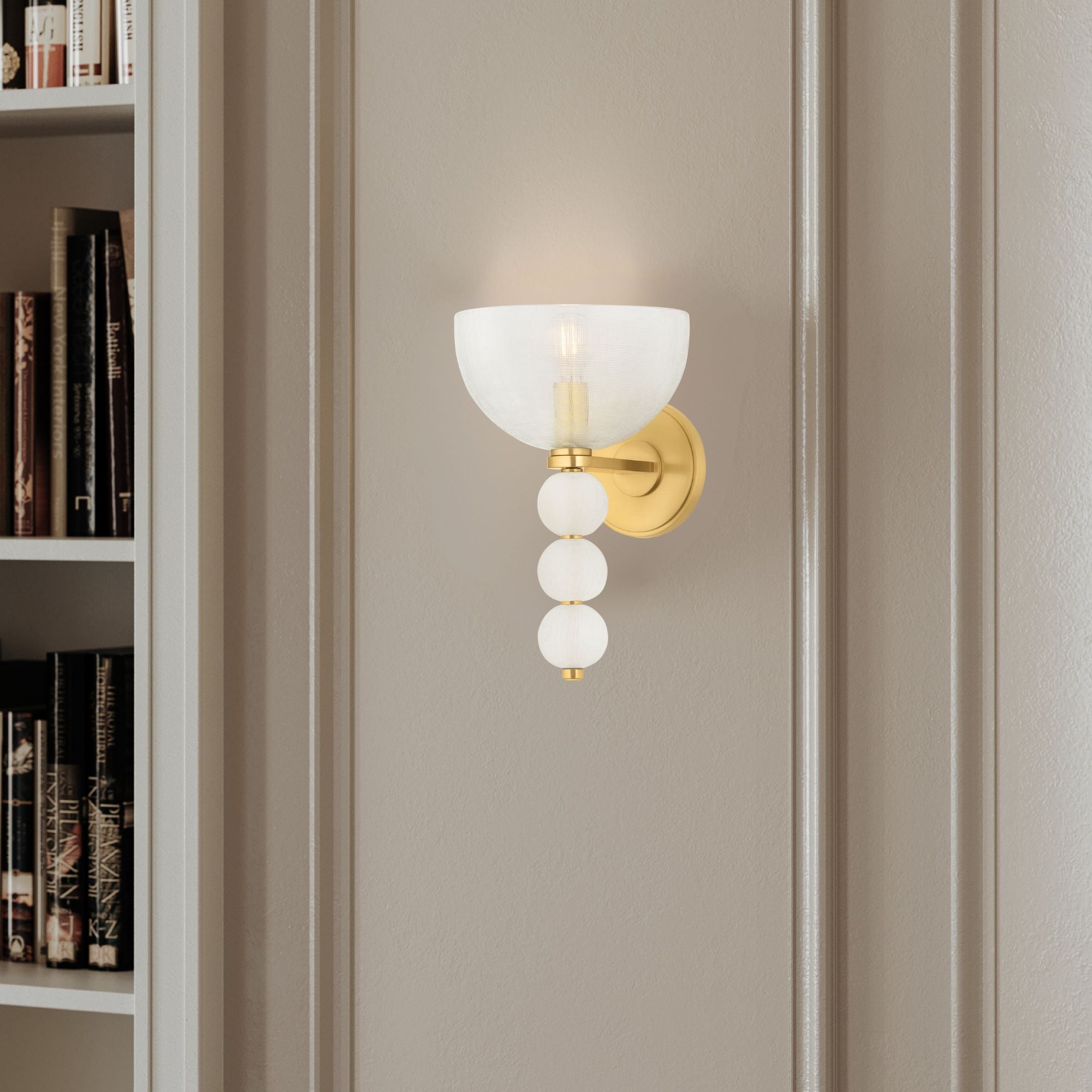 Hudson Valley Bloomvale 12.25 in. Wall Sconce, Aged Brass with Clear Cut Glass Dome Shade