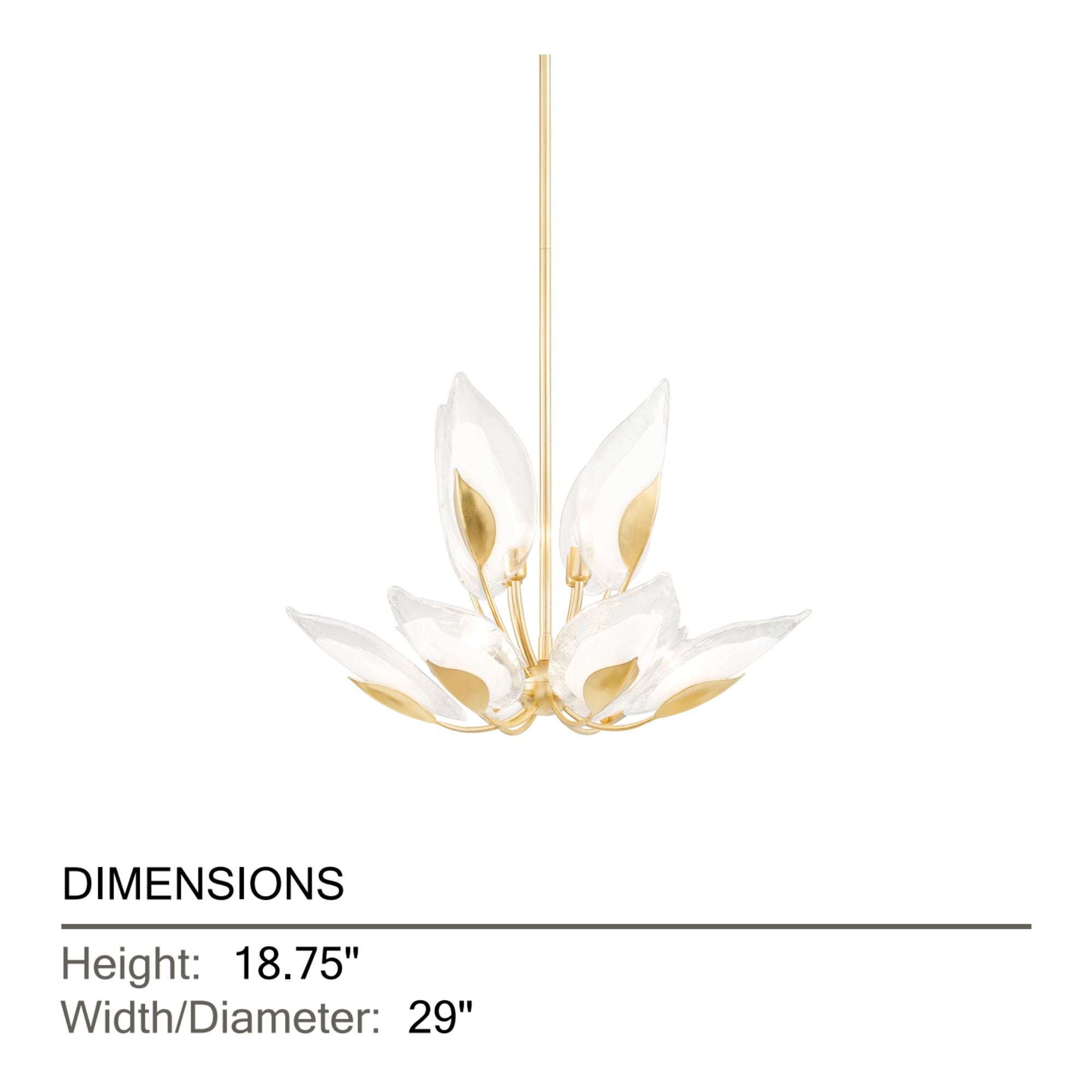 Blossom 29" 10-Light Chandelier, Gold Leaf Finish