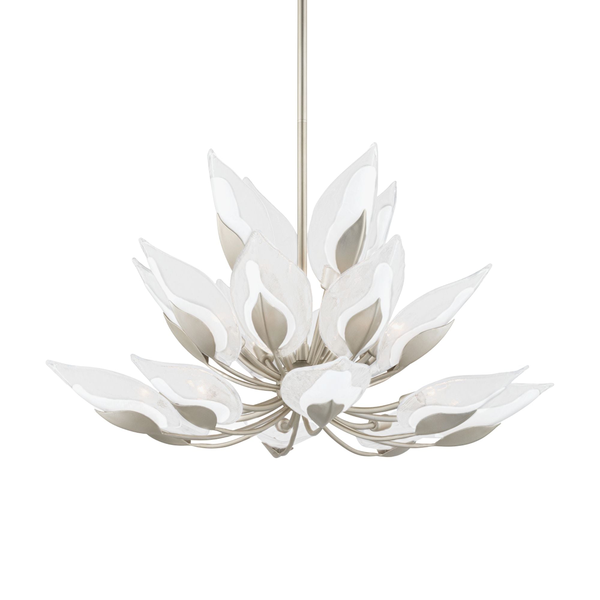 Blossom 41" 20-Light Chandelier, Silver Leaf Finish