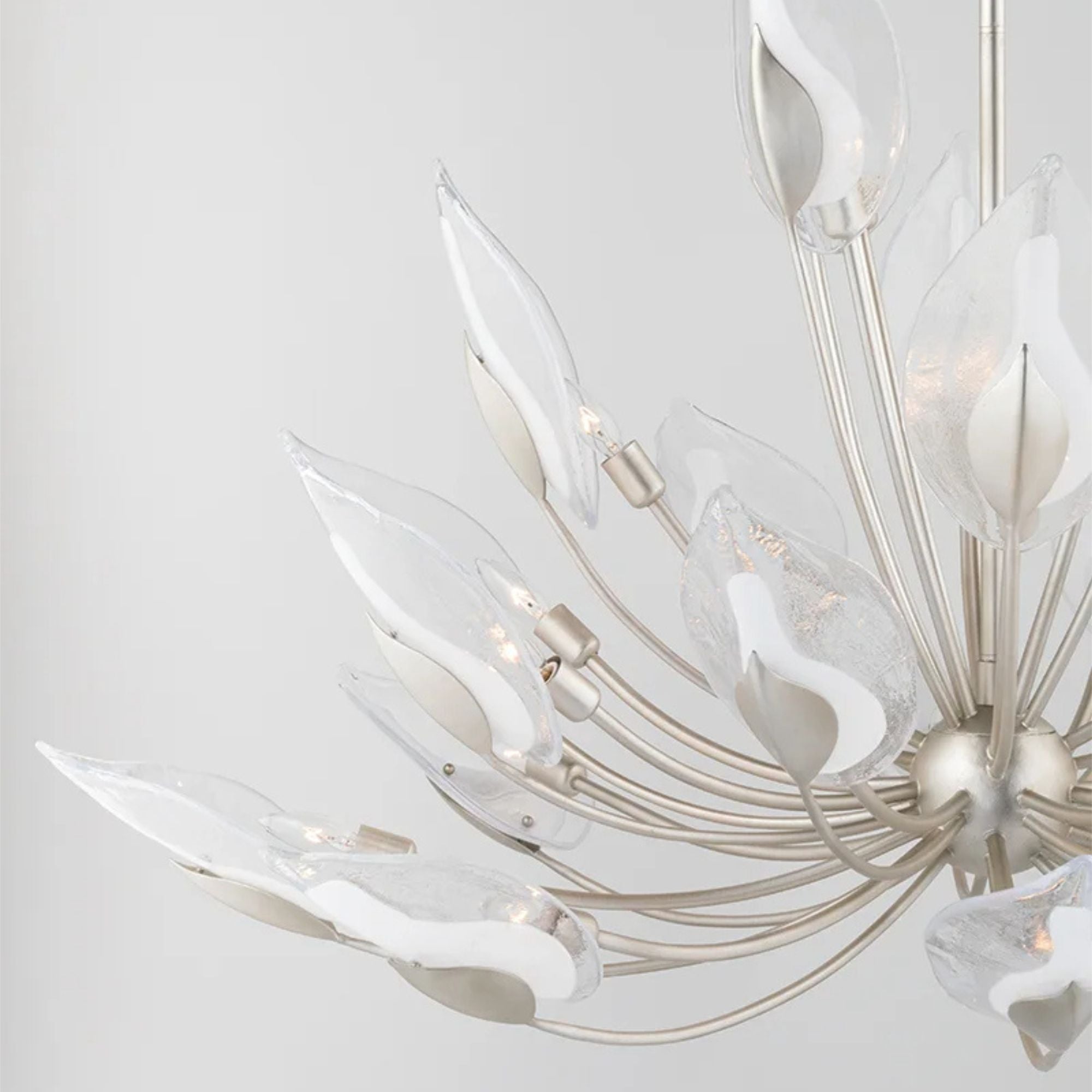 Blossom 41" 20-Light Chandelier, Silver Leaf Finish