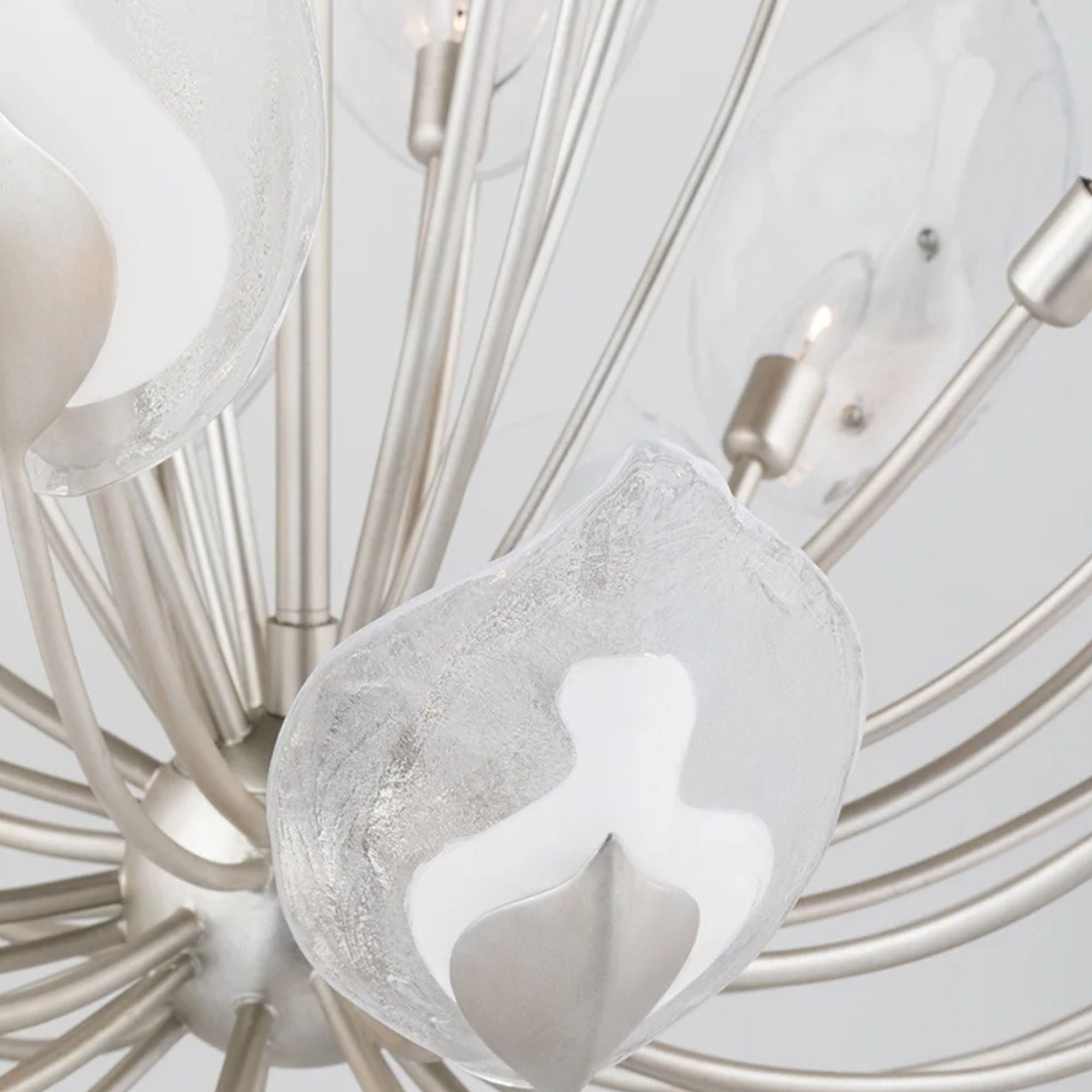 Blossom 41" 20-Light Chandelier, Silver Leaf Finish
