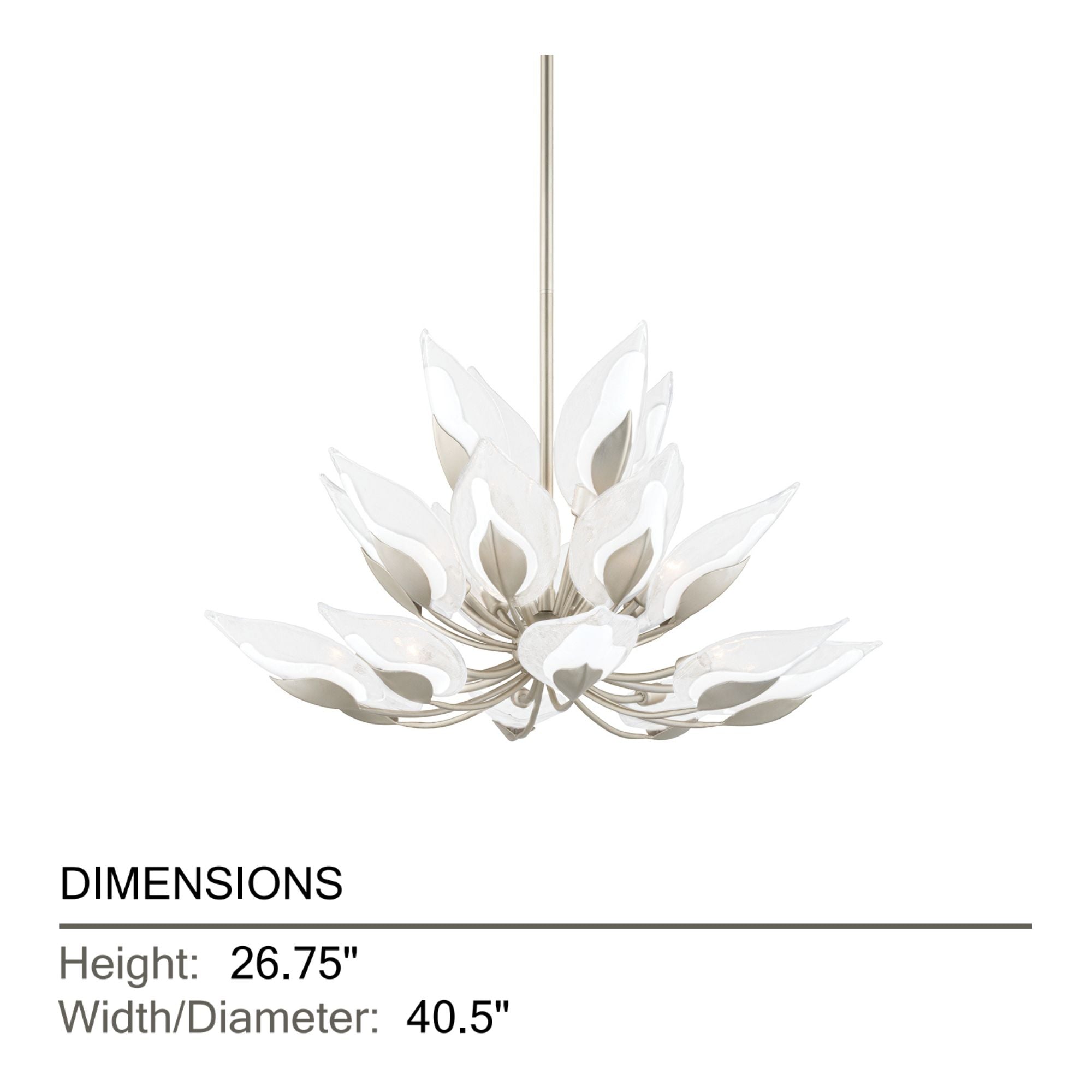 Blossom 41" 20-Light Chandelier, Silver Leaf Finish