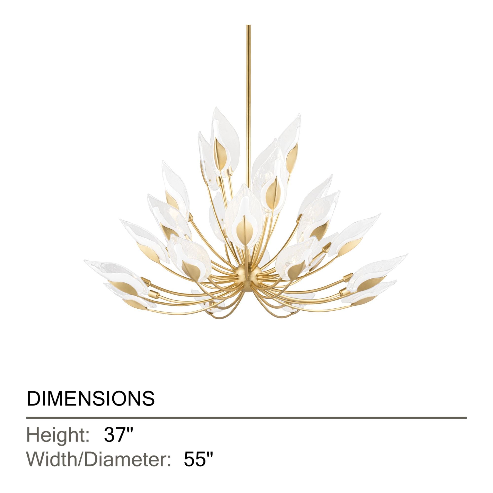 Blossom 55" 24-Light Chandelier, Gold Leaf Finish