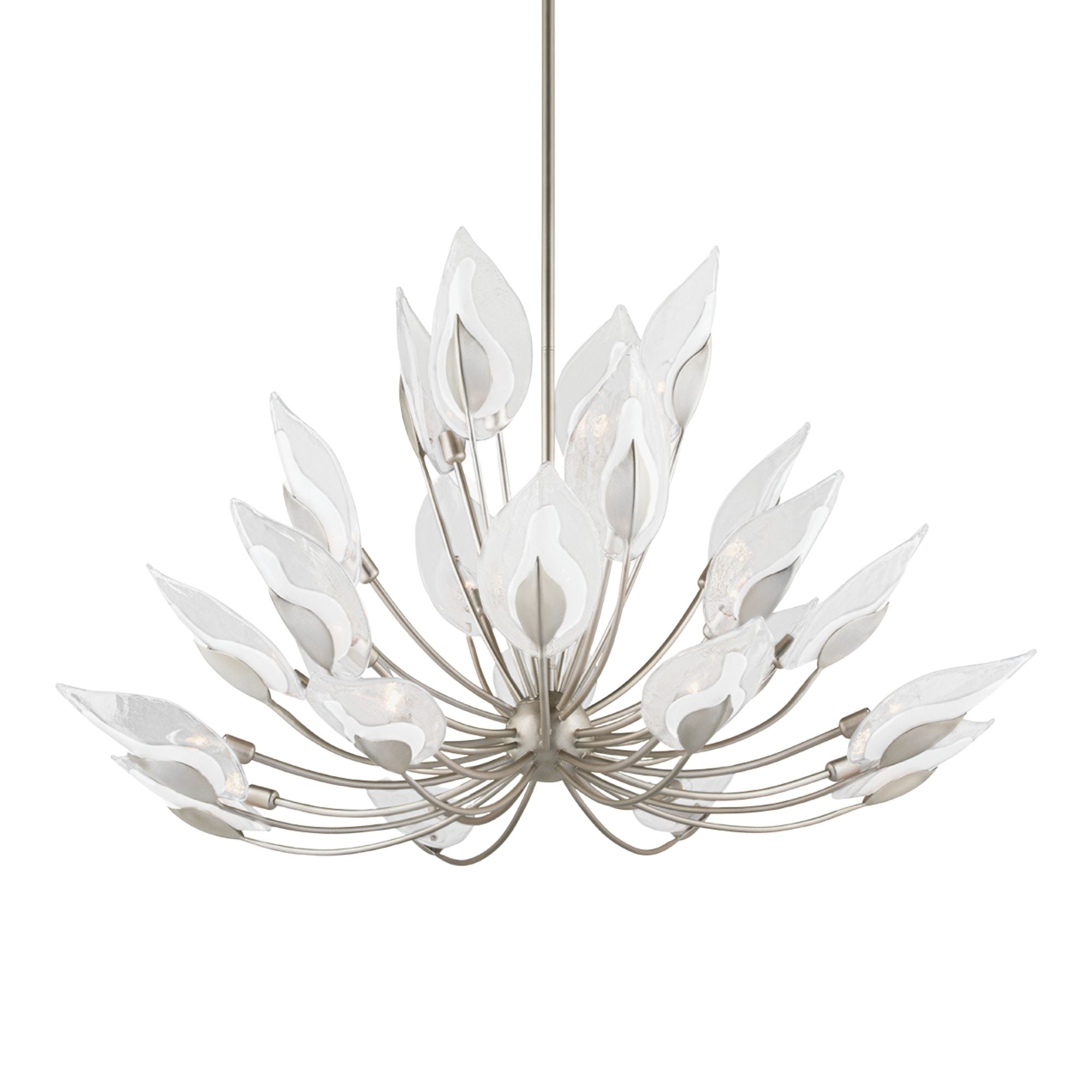 Blossom 55" 24-Light Chandelier, Silver Leaf Finish