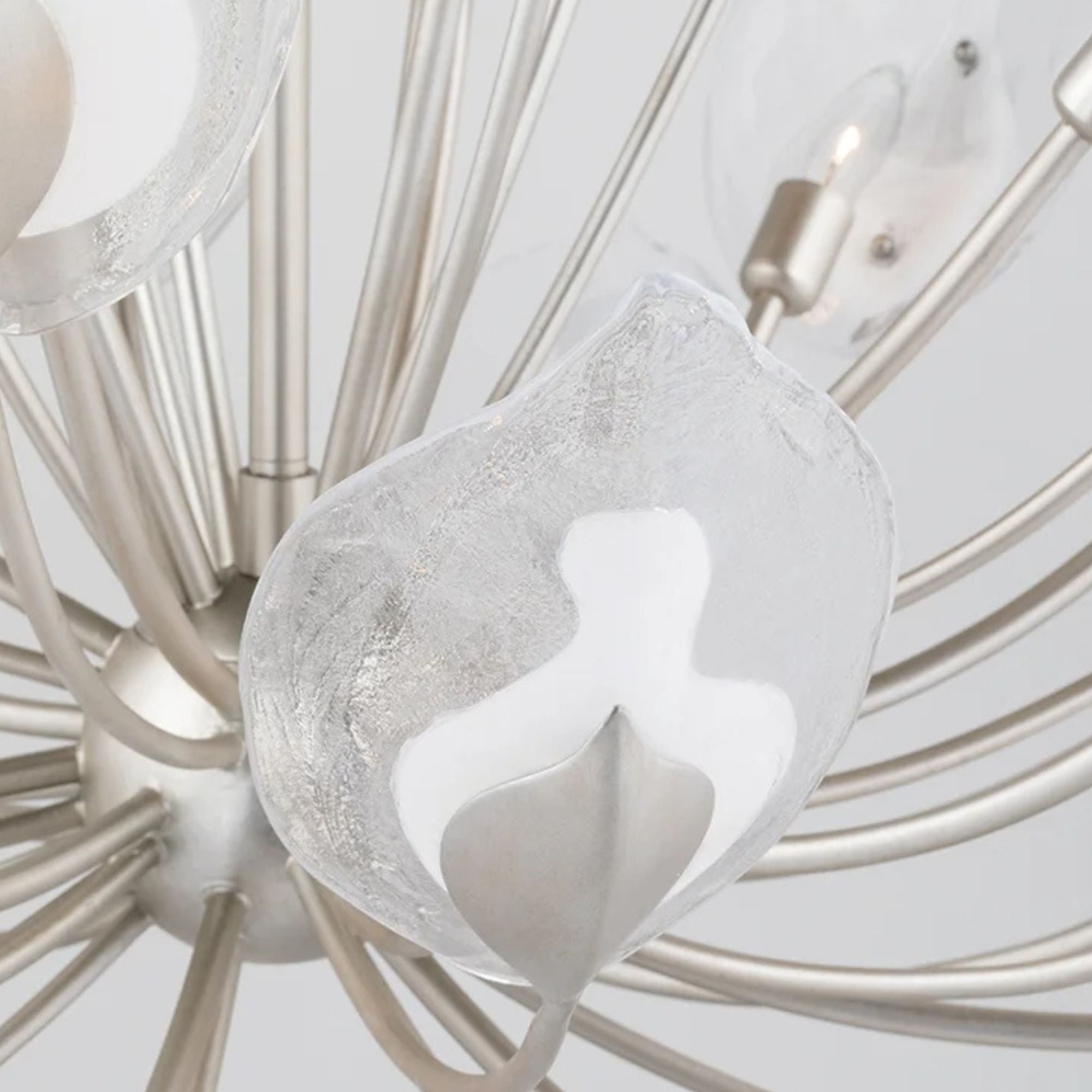 Blossom 55" 24-Light Chandelier, Silver Leaf Finish