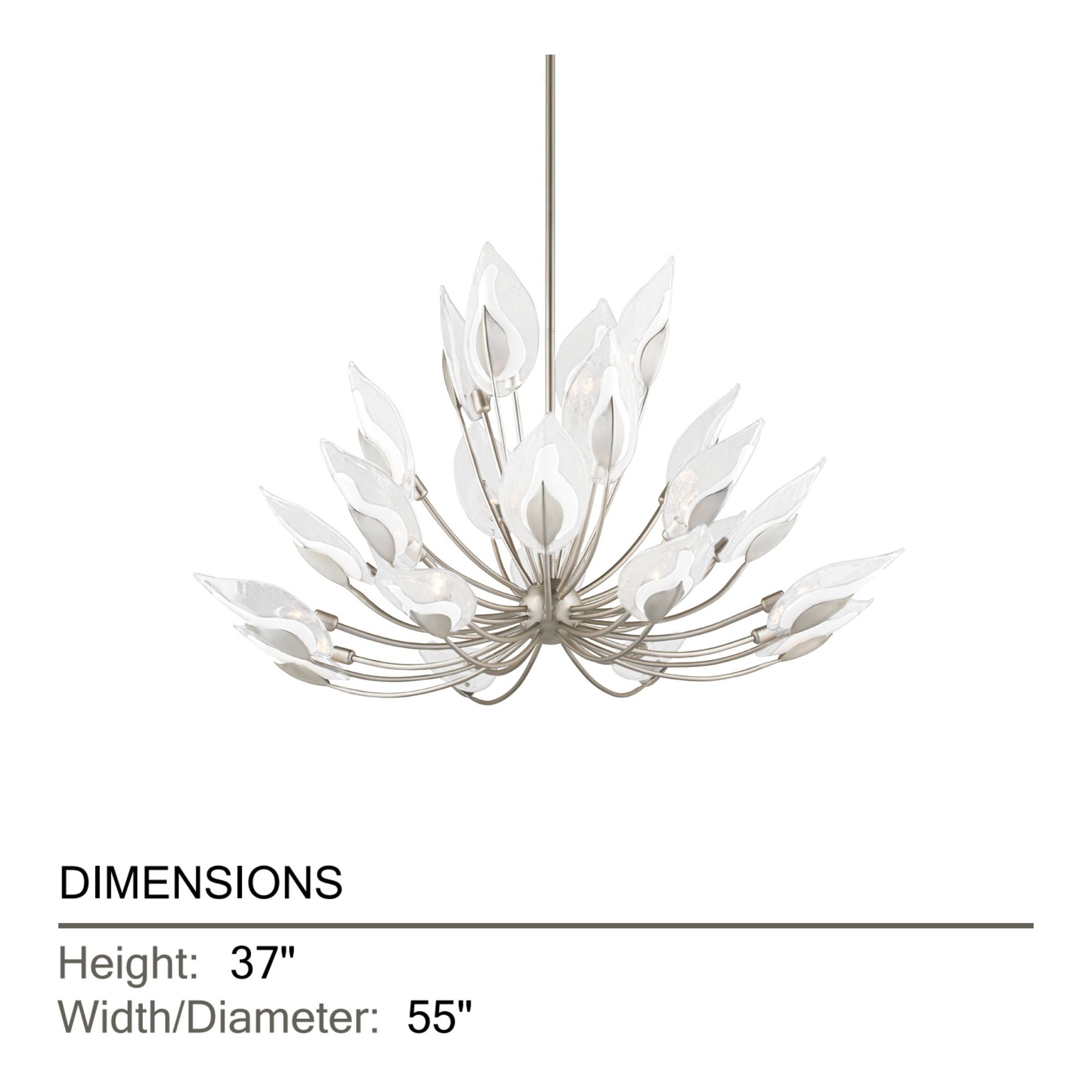 Blossom 55" 24-Light Chandelier, Silver Leaf Finish
