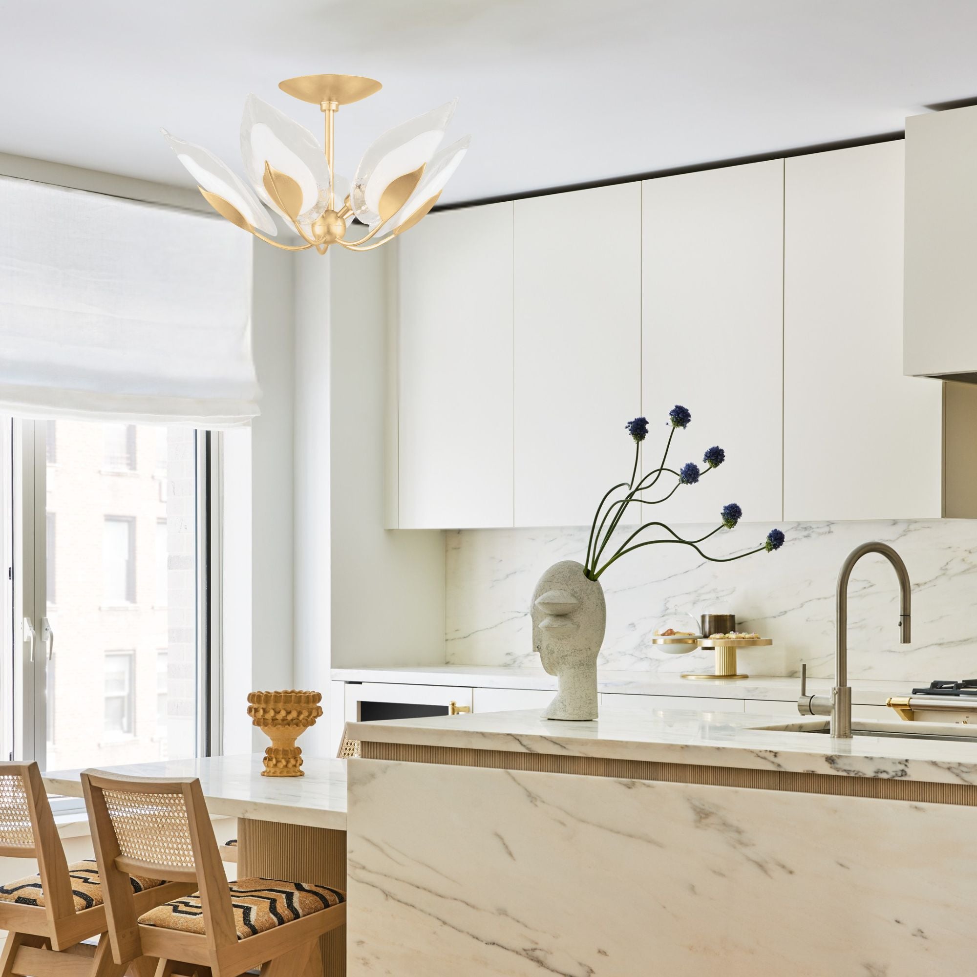Blossom 24" 5-Light Semi Flush Mount, Gold Leaf Finish
