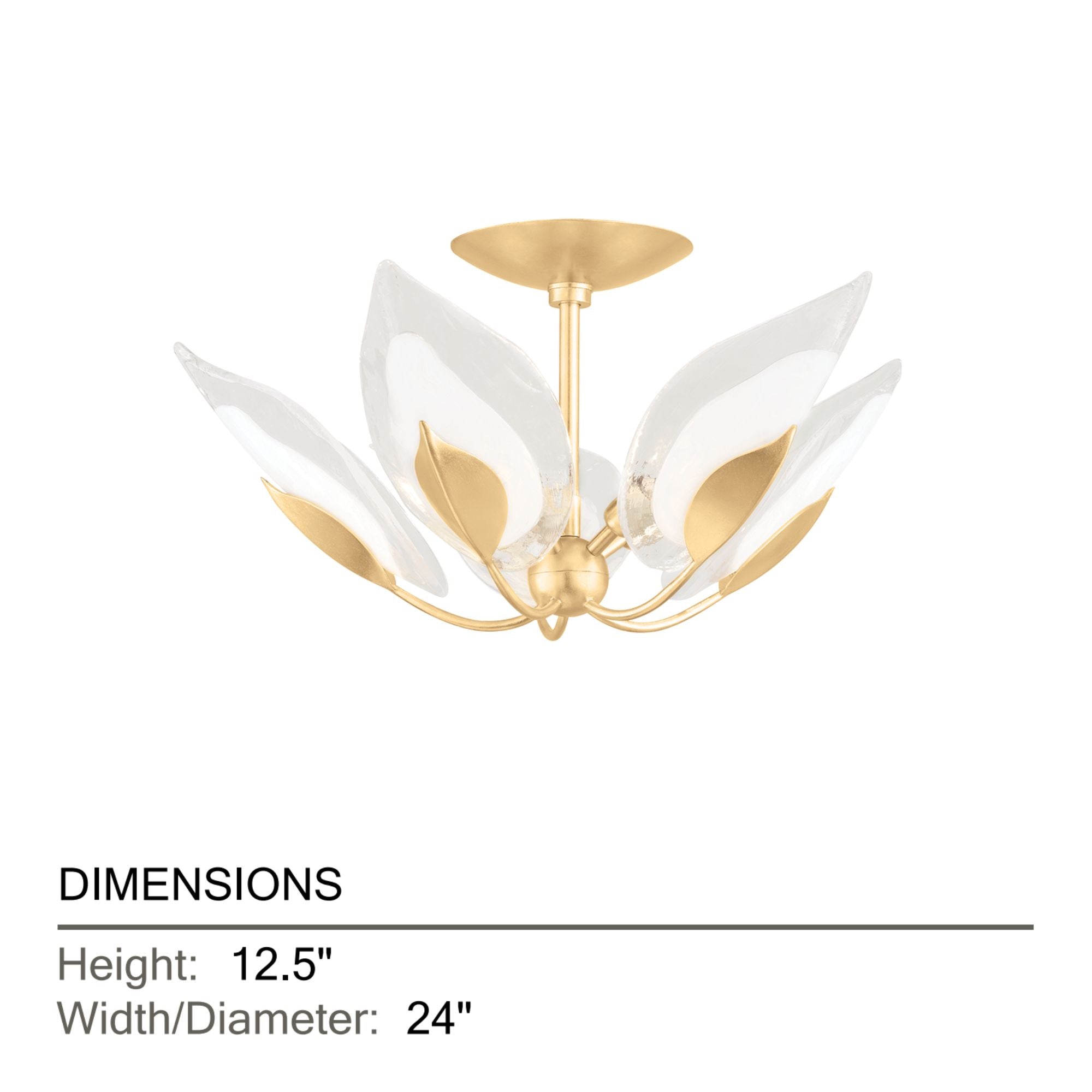 Blossom 24" 5-Light Semi Flush Mount, Gold Leaf Finish