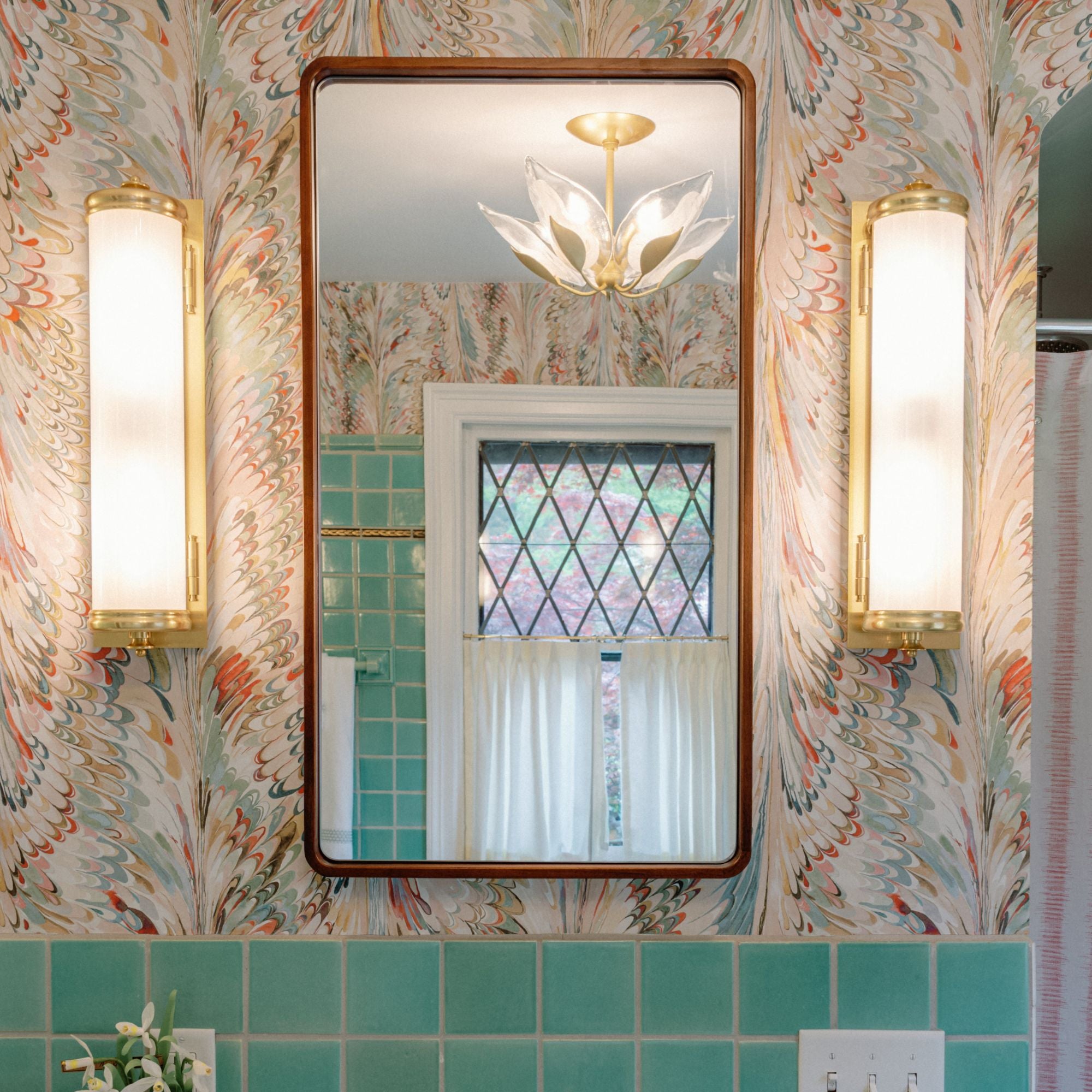 Blossom 24" 5-Light Semi Flush Mount, Gold Leaf Finish