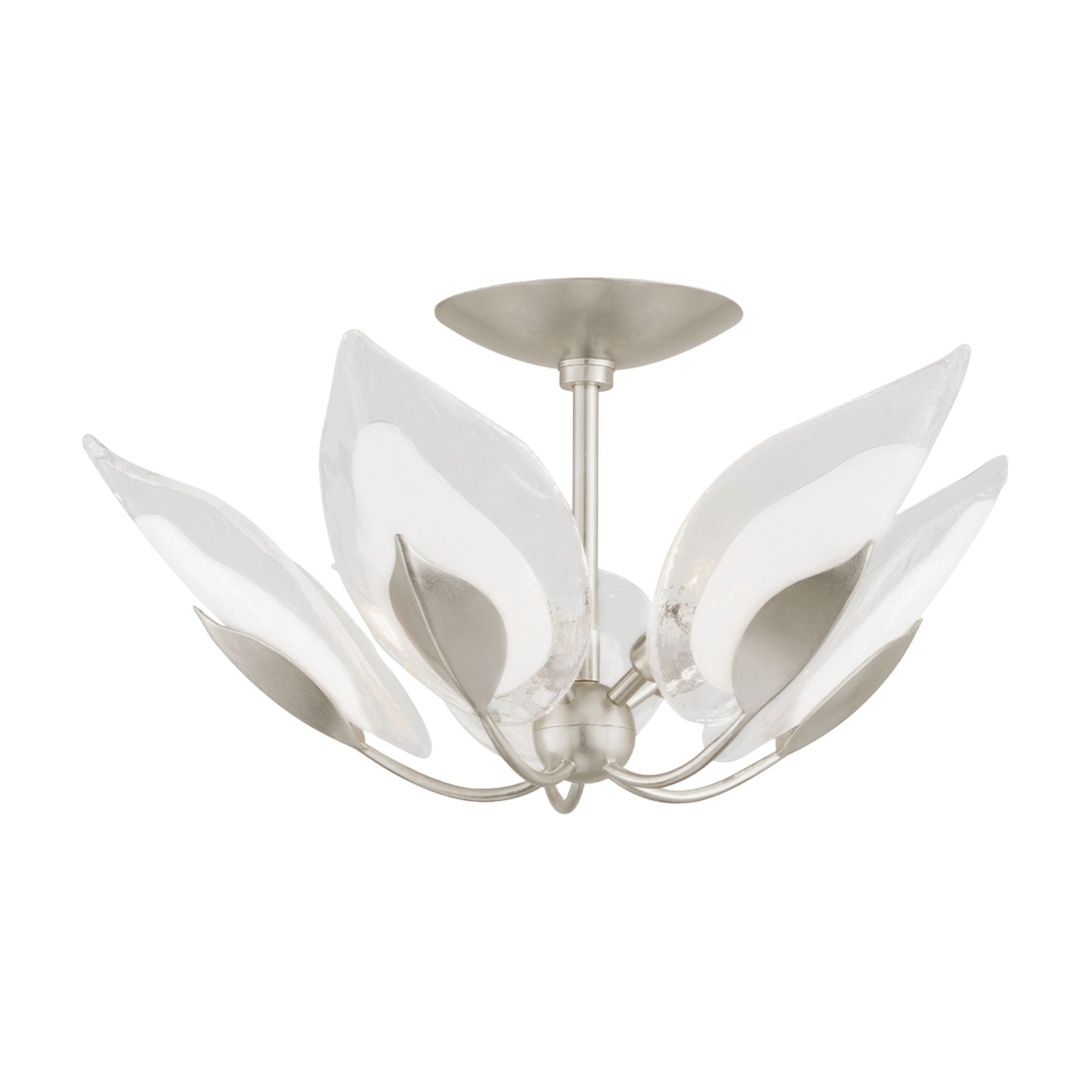 Blossom 24" 5-Light Semi Flush Mount, Silver Leaf Finish