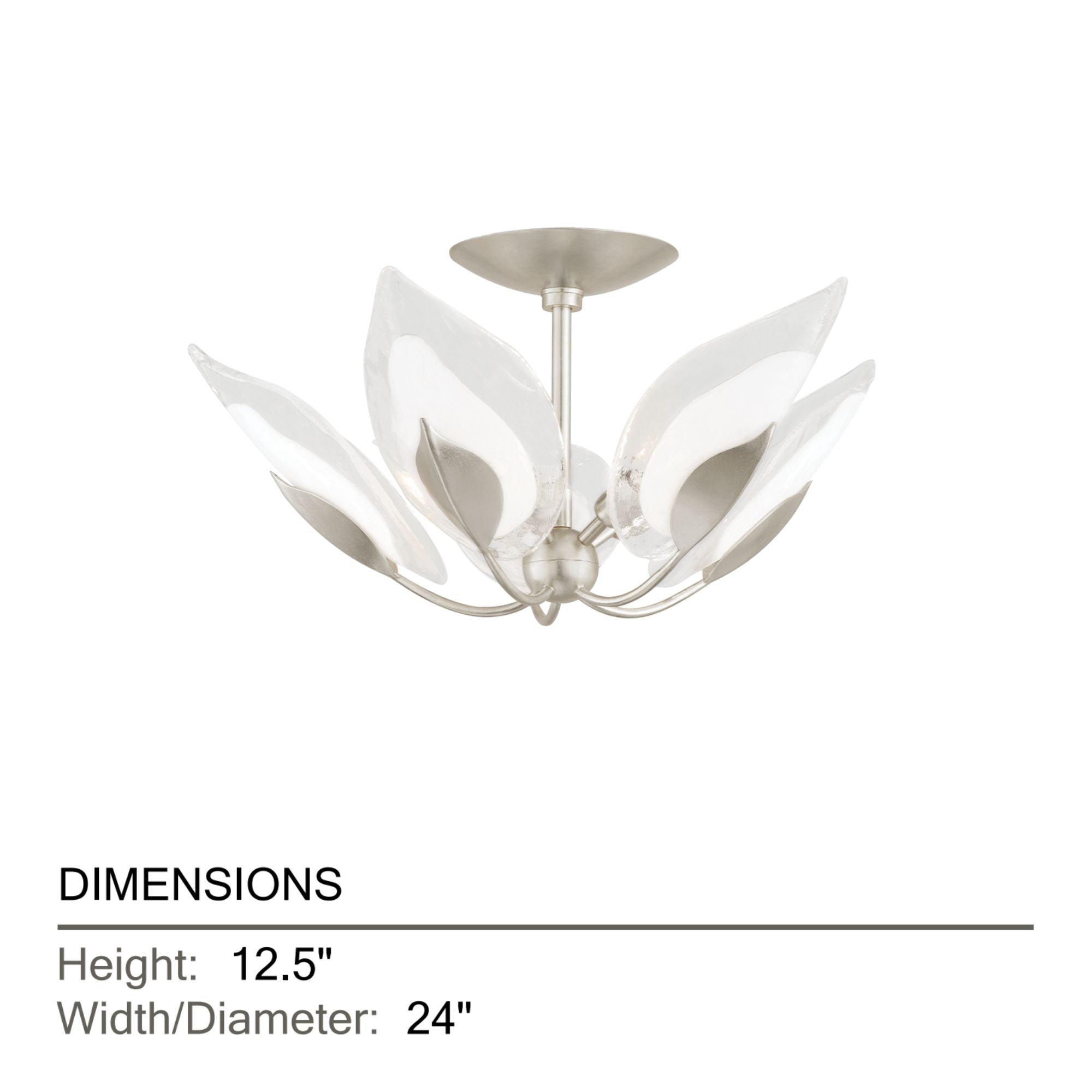 Blossom 24" 5-Light Semi Flush Mount, Silver Leaf Finish