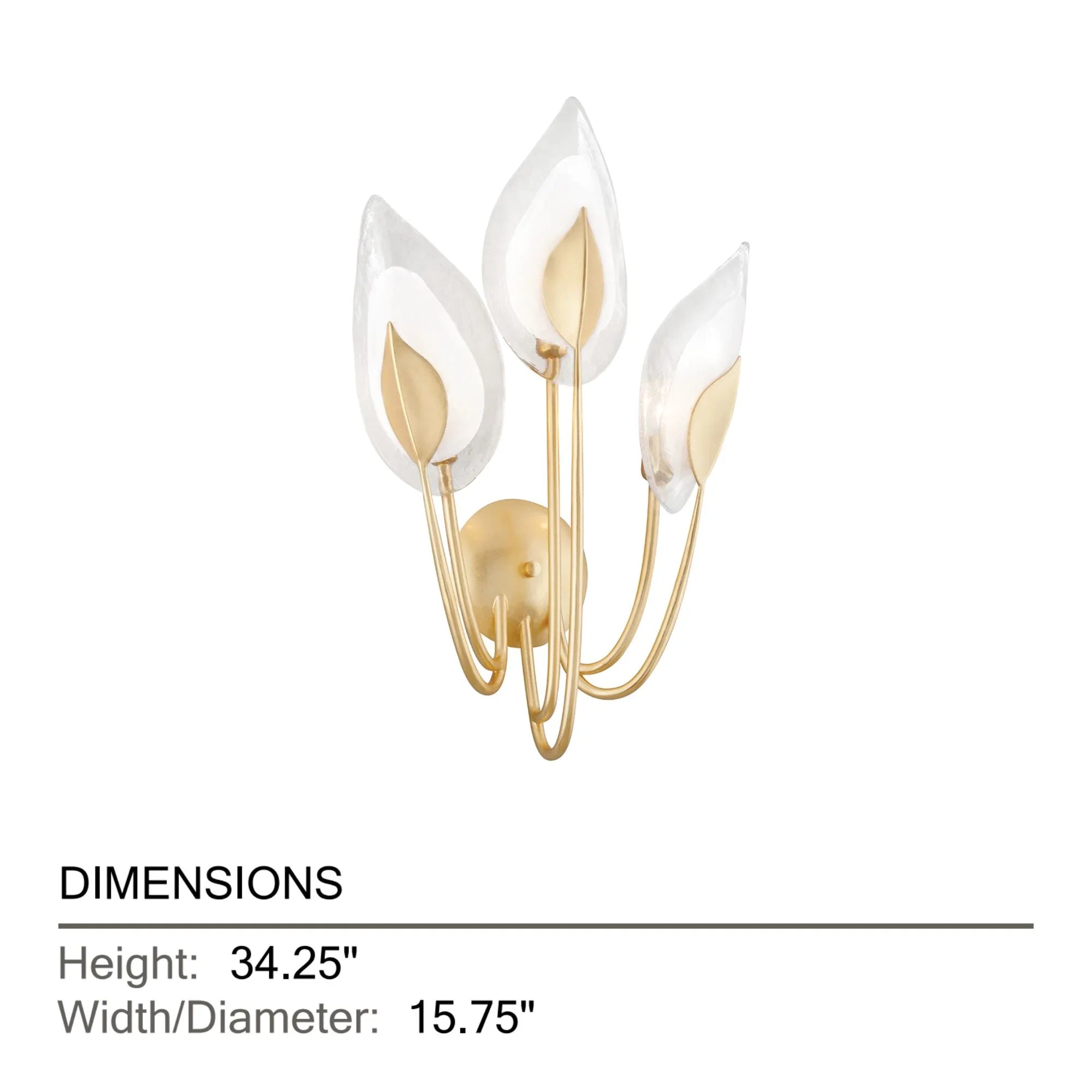 Blossom 27" 3-Light Wall Sconce, Gold Leaf Finish