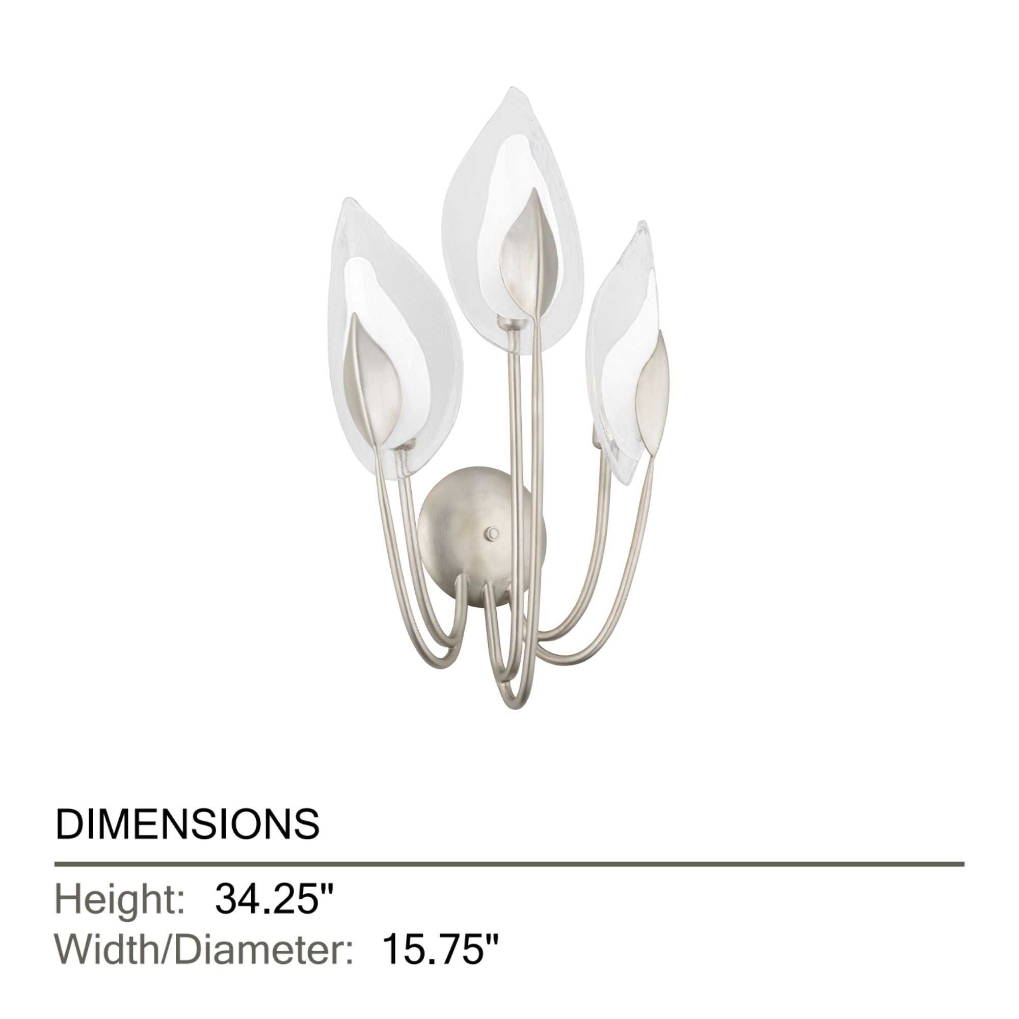 Blossom 27" 3-Light Wall Sconce, Silver Leaf Finish