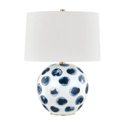 Blue Point 22" Table Lamp, White Bisque/Blue Dots Finish