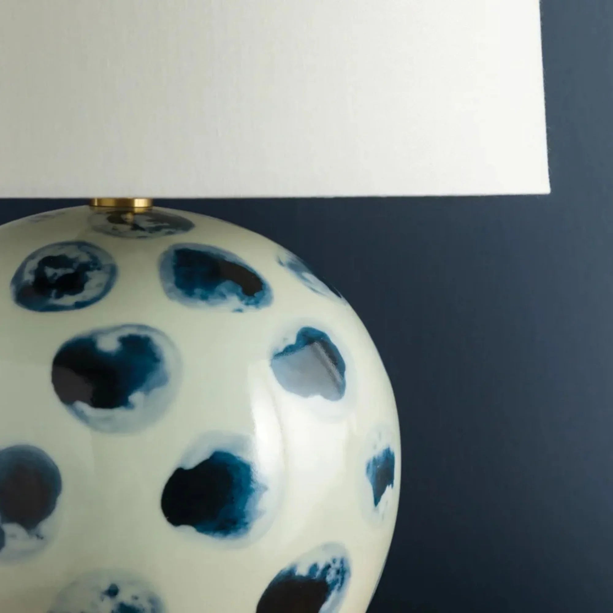 Blue Point 22" Table Lamp, White Bisque/Blue Dots Finish