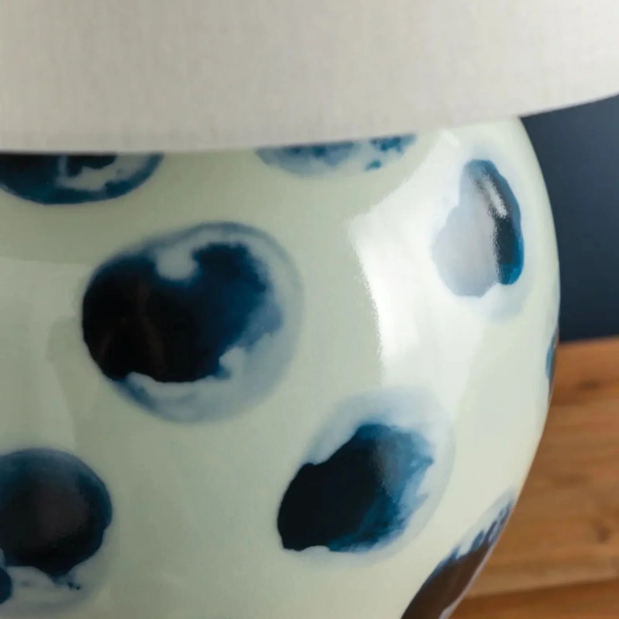 Blue Point 22" Table Lamp, White Bisque/Blue Dots Finish