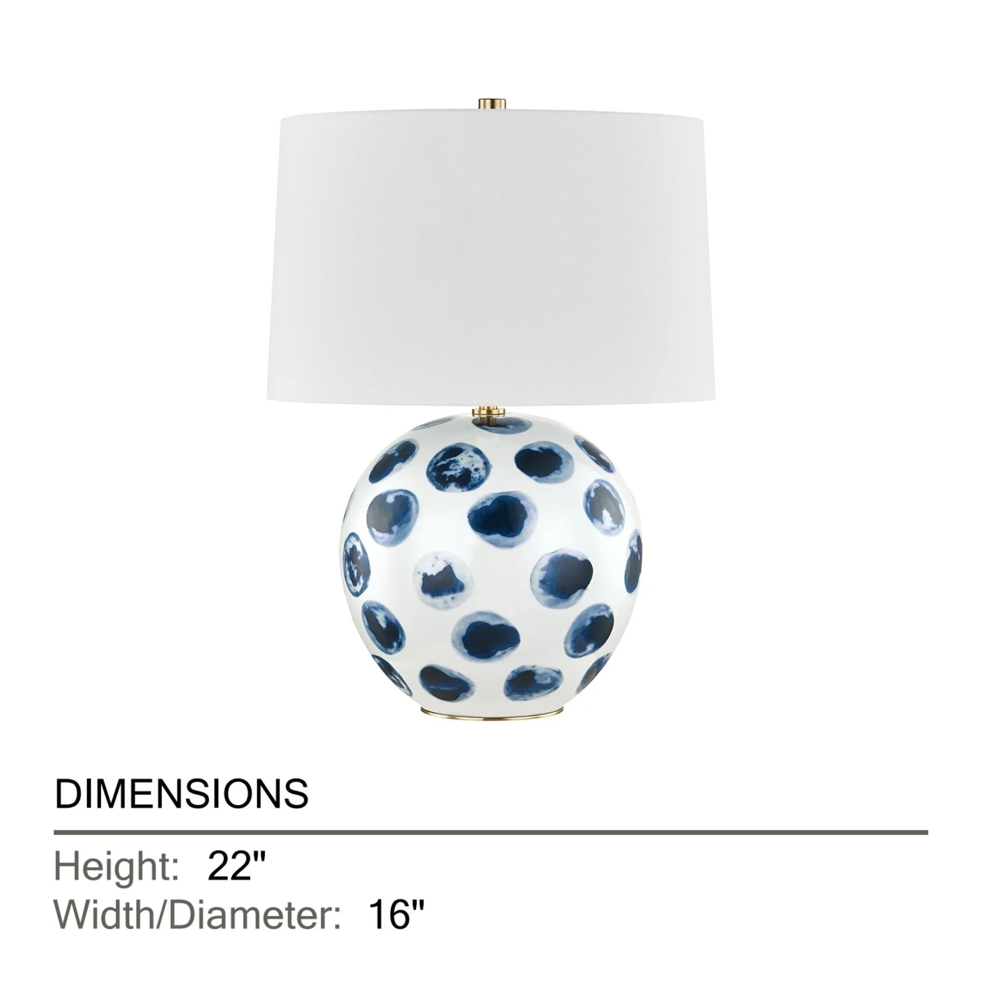 Blue Point 22" Table Lamp, White Bisque/Blue Dots Finish